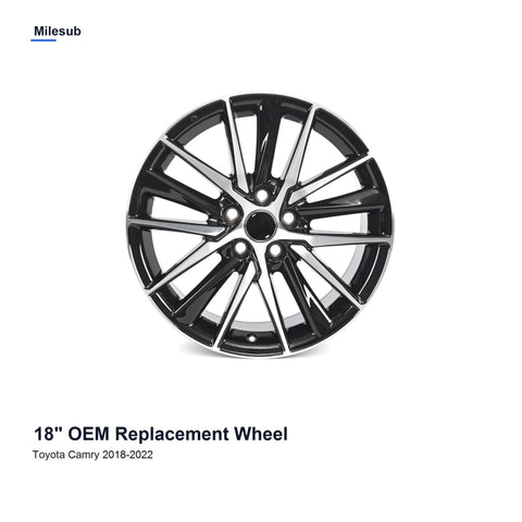 18x8 Machined Black replacement wheel for Toyota Camry 2018-2022