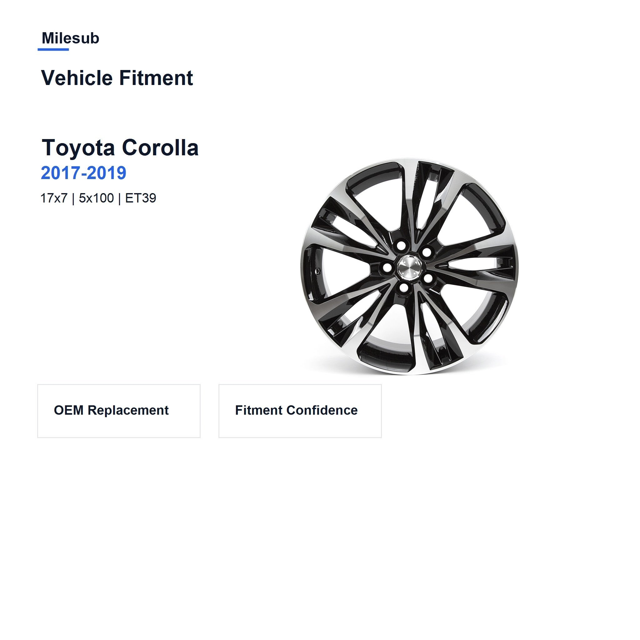 Milesub 17" OEM Style Replacement Wheel for Toyota Corolla 2017-2019