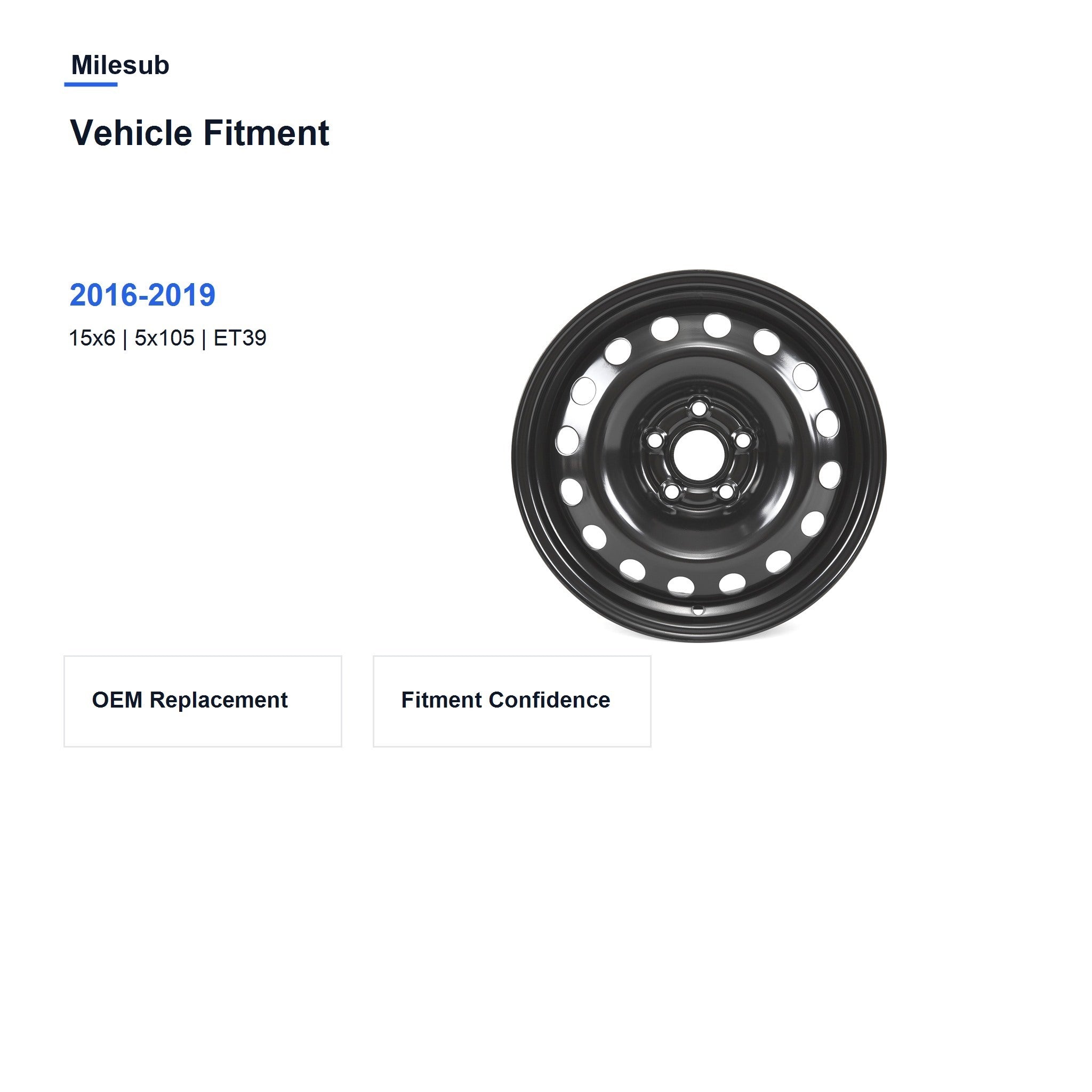 Milesub 15" OEM Style Replacement Wheel for 闆經鍏?绉戦瞾鍏?2016-2019 - Vehicle Fitment