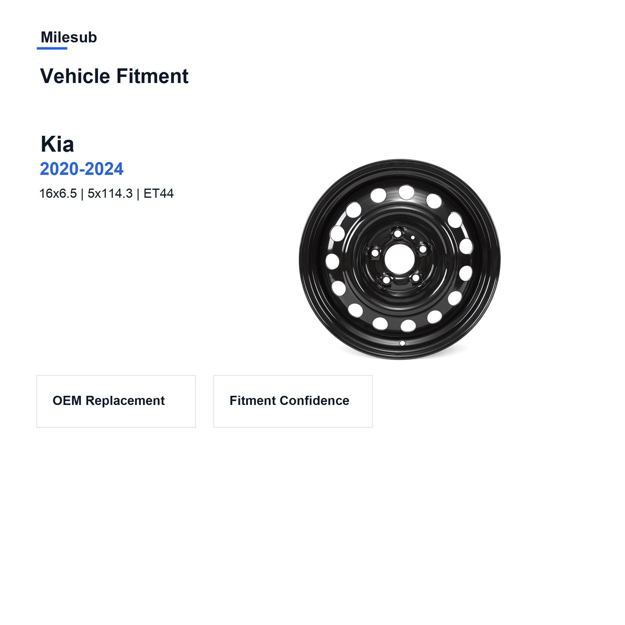 Milesub 16" OEM Style Replacement Wheel for Kia Soul 2020-2024 - Vehicle Fitment