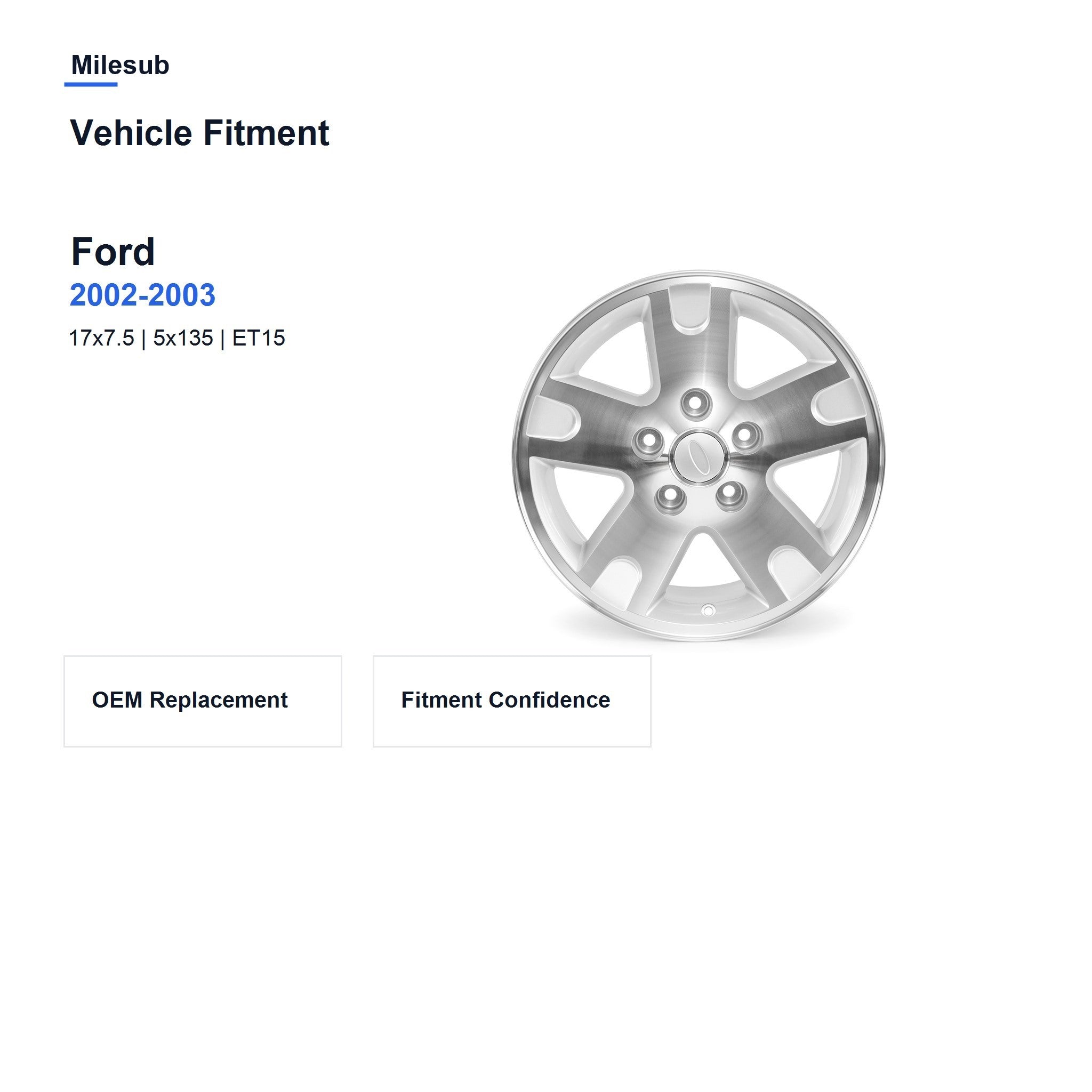 Milesub 17" OEM Style Replacement Wheel for Ford F150 - 3466 2002-2003 - Vehicle Fitment