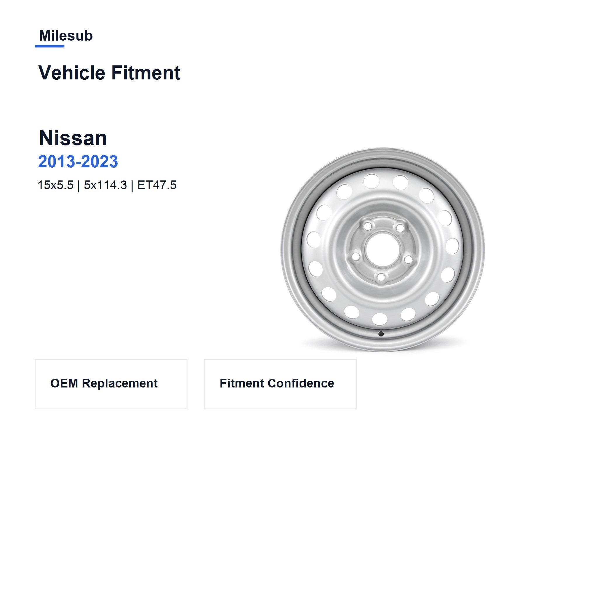 Milesub 15" OEM Style Replacement Wheel for Nissan NV200 2013-2023 - Vehicle Fitment