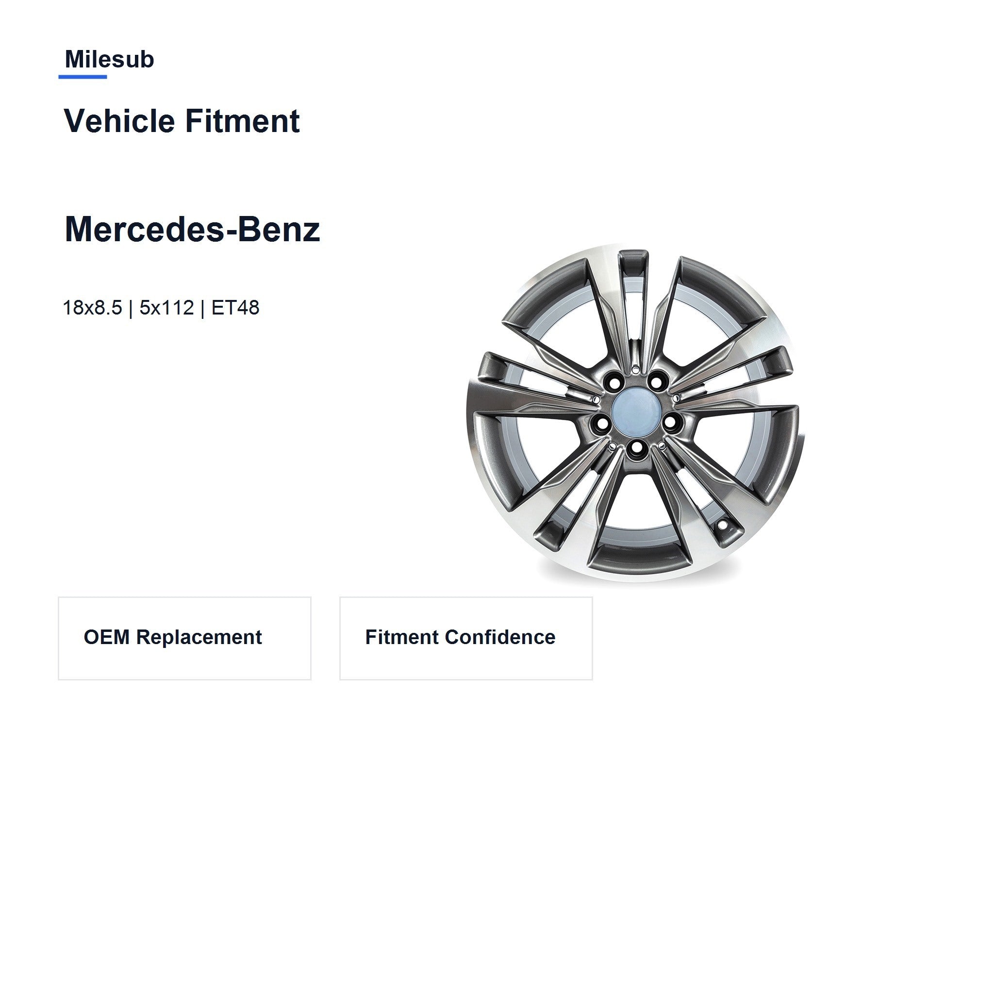 Milesub 18" OEM Style Replacement Wheel for Mercedes-Benz E350 E400 2014-2016 - Vehicle Fitment