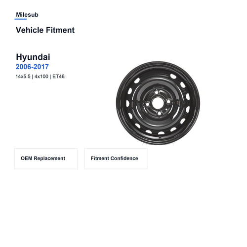 Milesub 14" OEM Style Replacement Wheel for Hyundai Accent 2006-2017 - Vehicle Fitment