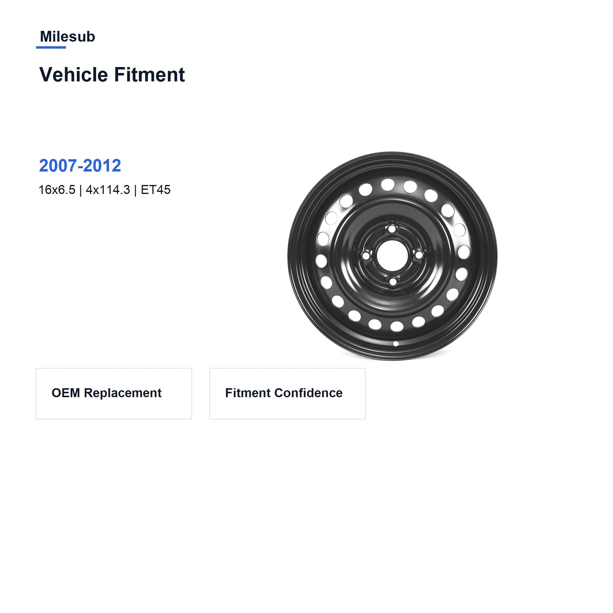 Milesub 16" OEM Style Replacement Wheel for Nissan Sentra 2007-2012 - Vehicle Fitment
