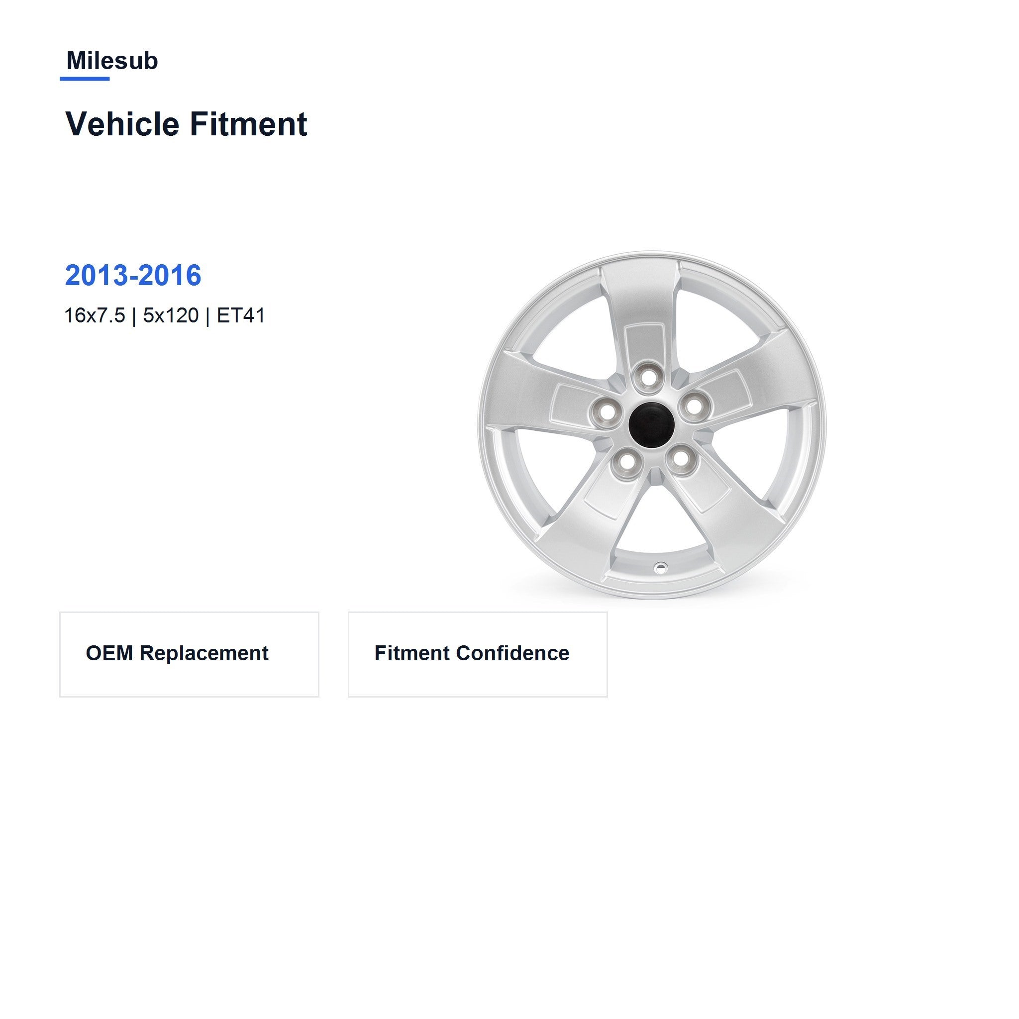 Milesub 16" OEM Style Replacement Wheel for 闆經鍏?Malibu 2013-2016 - Vehicle Fitment