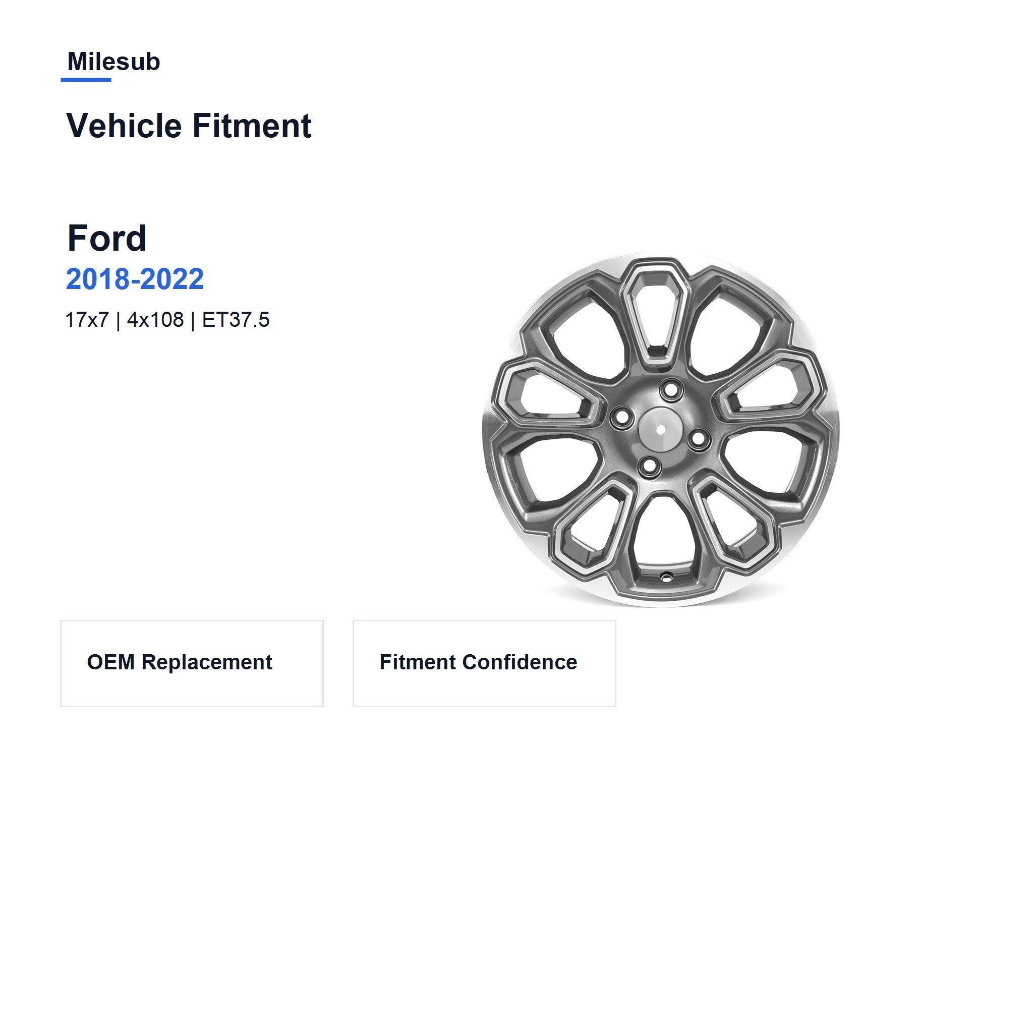 Milesub 17" OEM Style Replacement Wheel for Ford Ecosport Titanium 2018-2022 - Vehicle Fitment