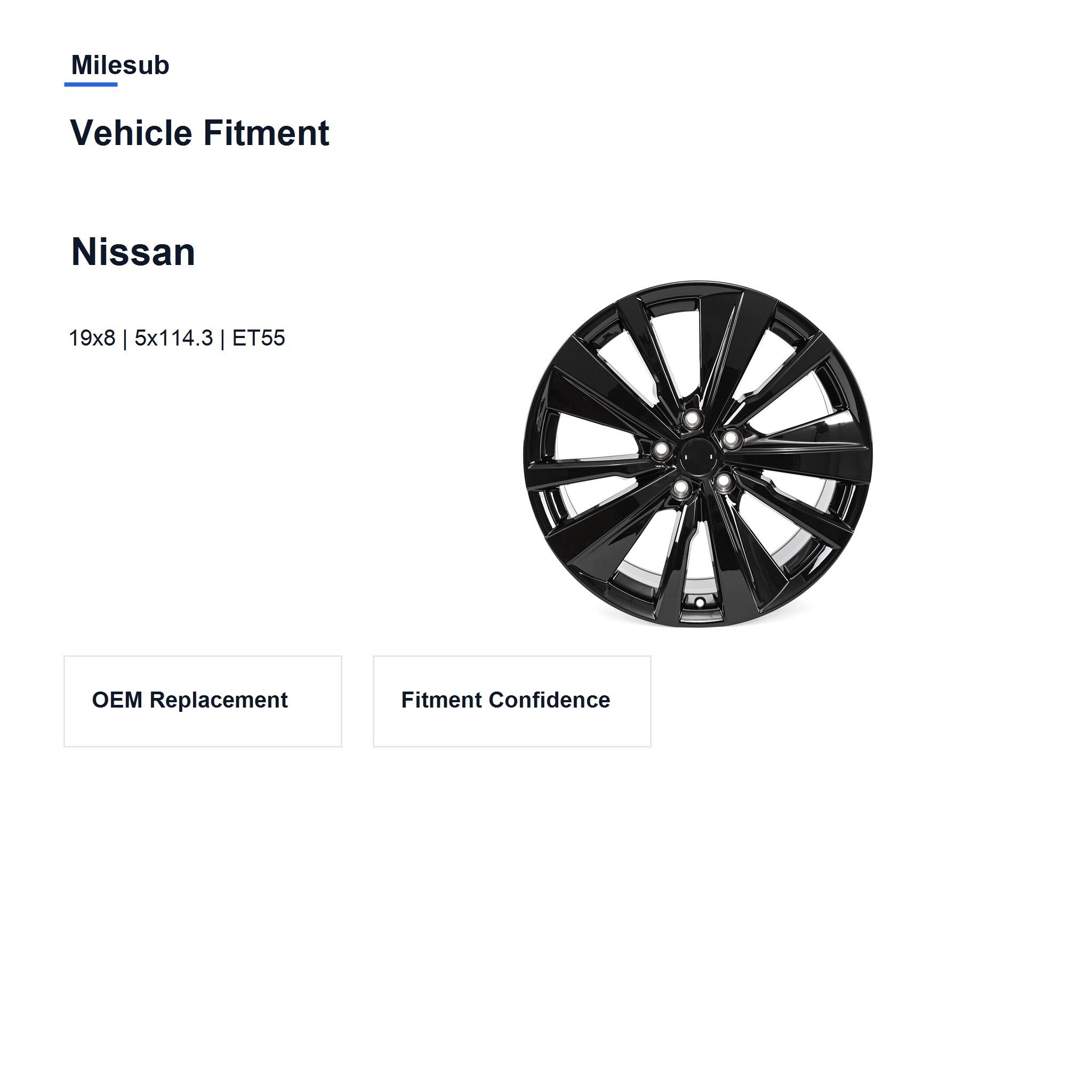 Milesub 19" OEM Style Replacement Wheel for Nissan ALTIMA - Vehicle Fitment