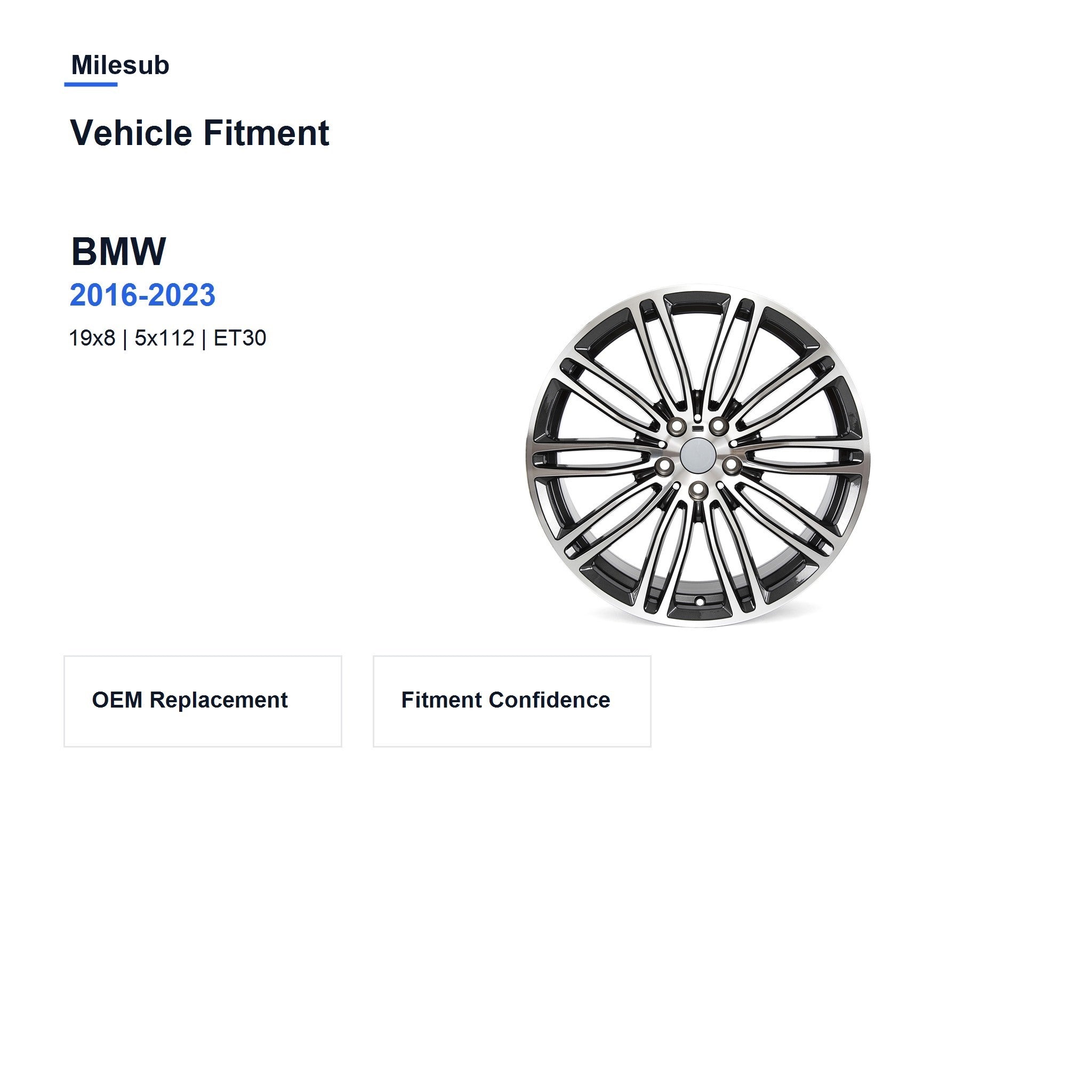 Milesub 19" OEM Style Replacement Wheel for BMW 5绯?2016-2023 - Vehicle Fitment