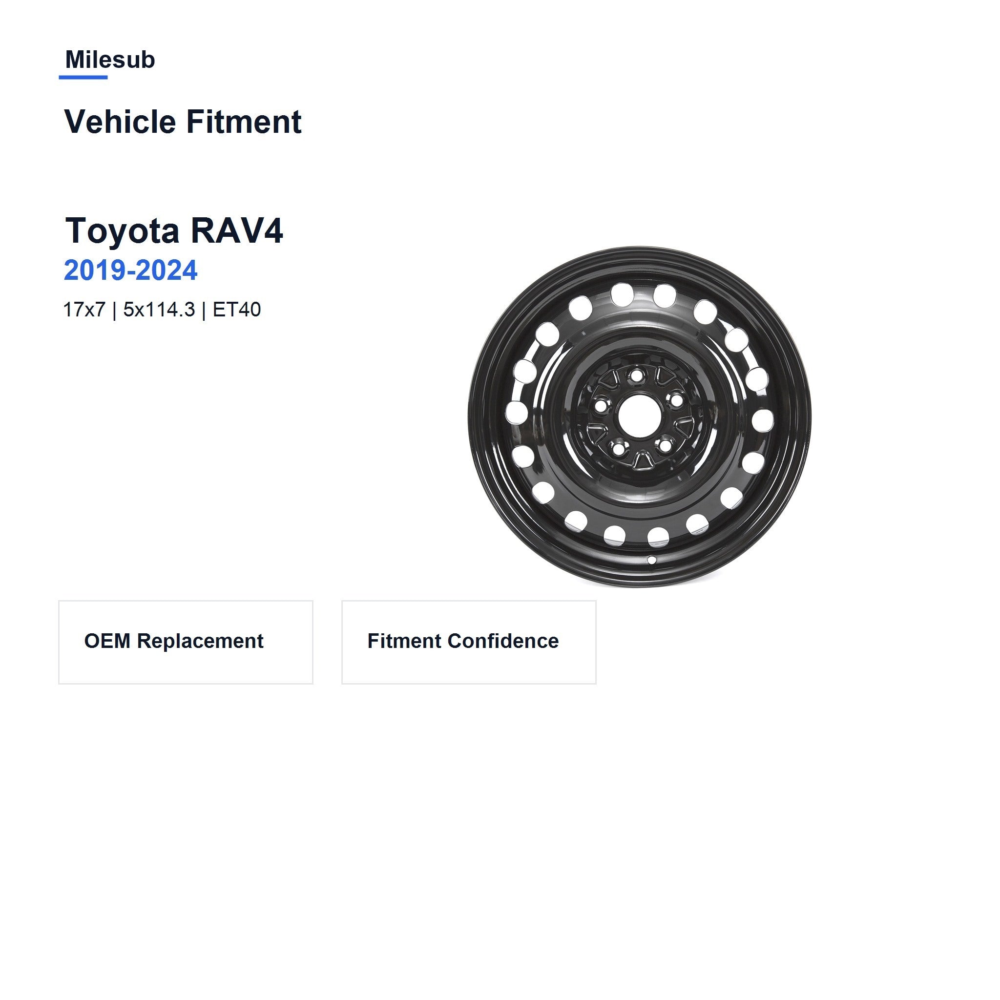 Milesub 17" OEM Style Replacement Wheel for Toyota RAV4 2019-2024 - Vehicle Fitment