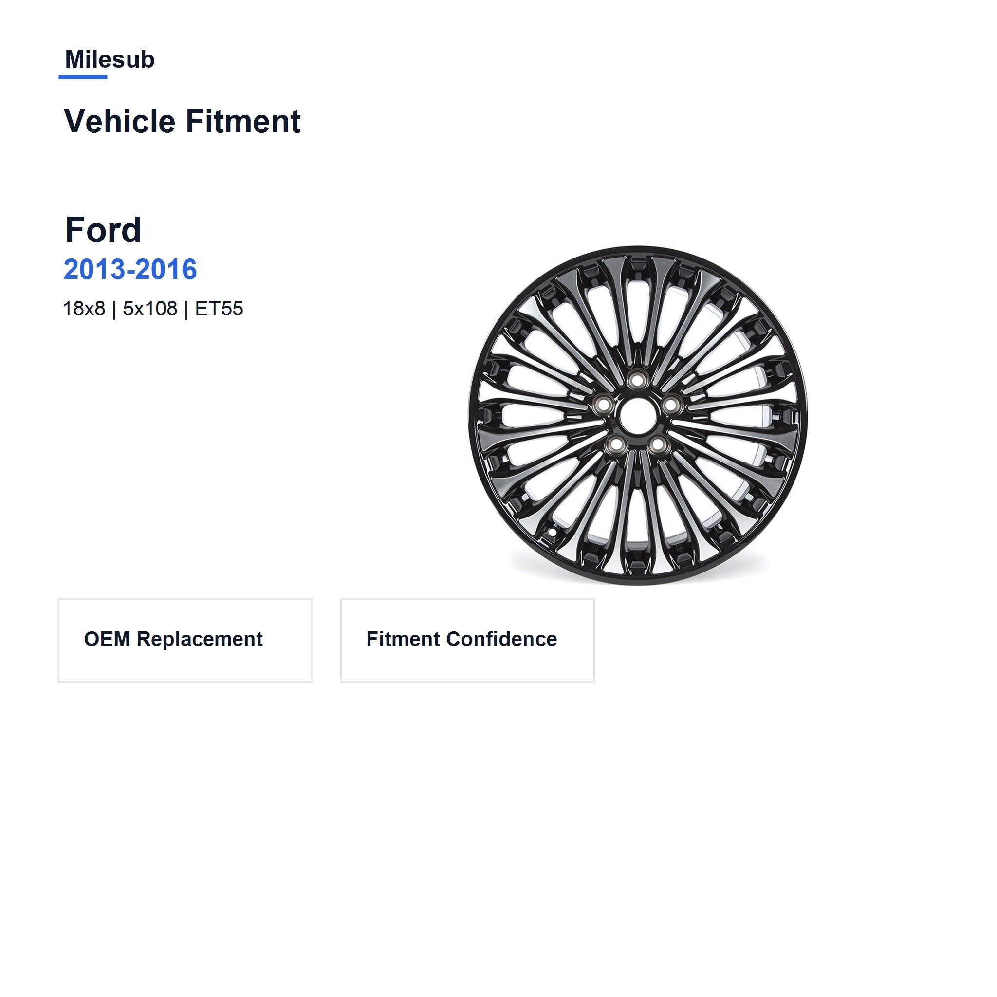 Milesub 18" OEM Style Replacement Wheel for Ford Fusion 2013-2016 - Vehicle Fitment