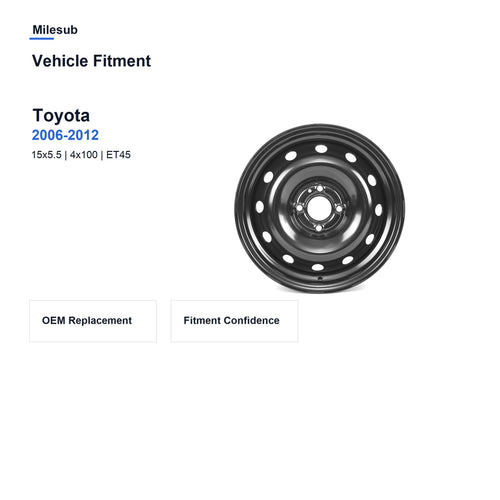 Milesub 15" OEM Style Replacement Wheel for Toyota 2006-2012 - Vehicle Fitment