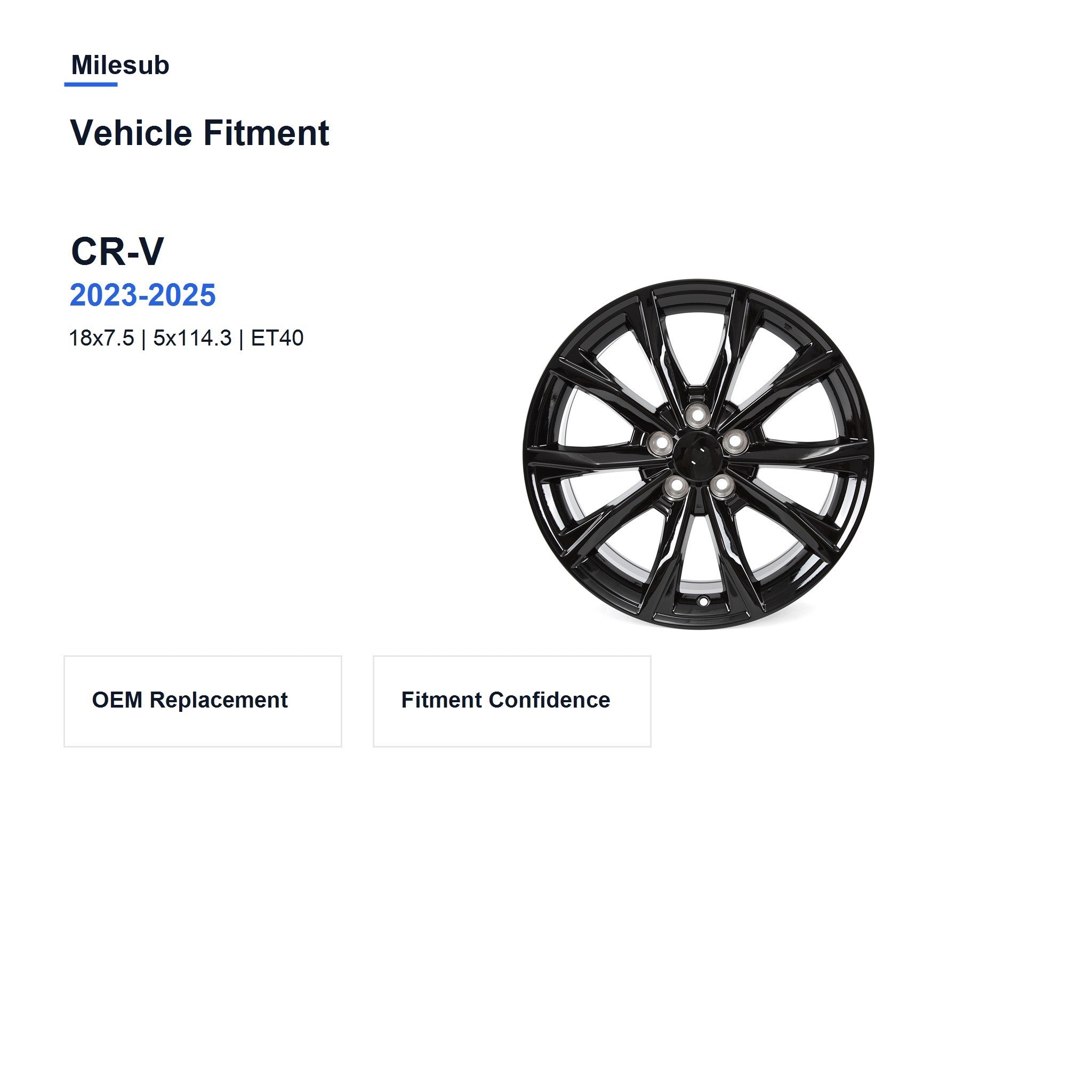 Milesub 18" OEM Style Replacement Wheel for Honda CR-V 2023-2025 - Vehicle Fitment