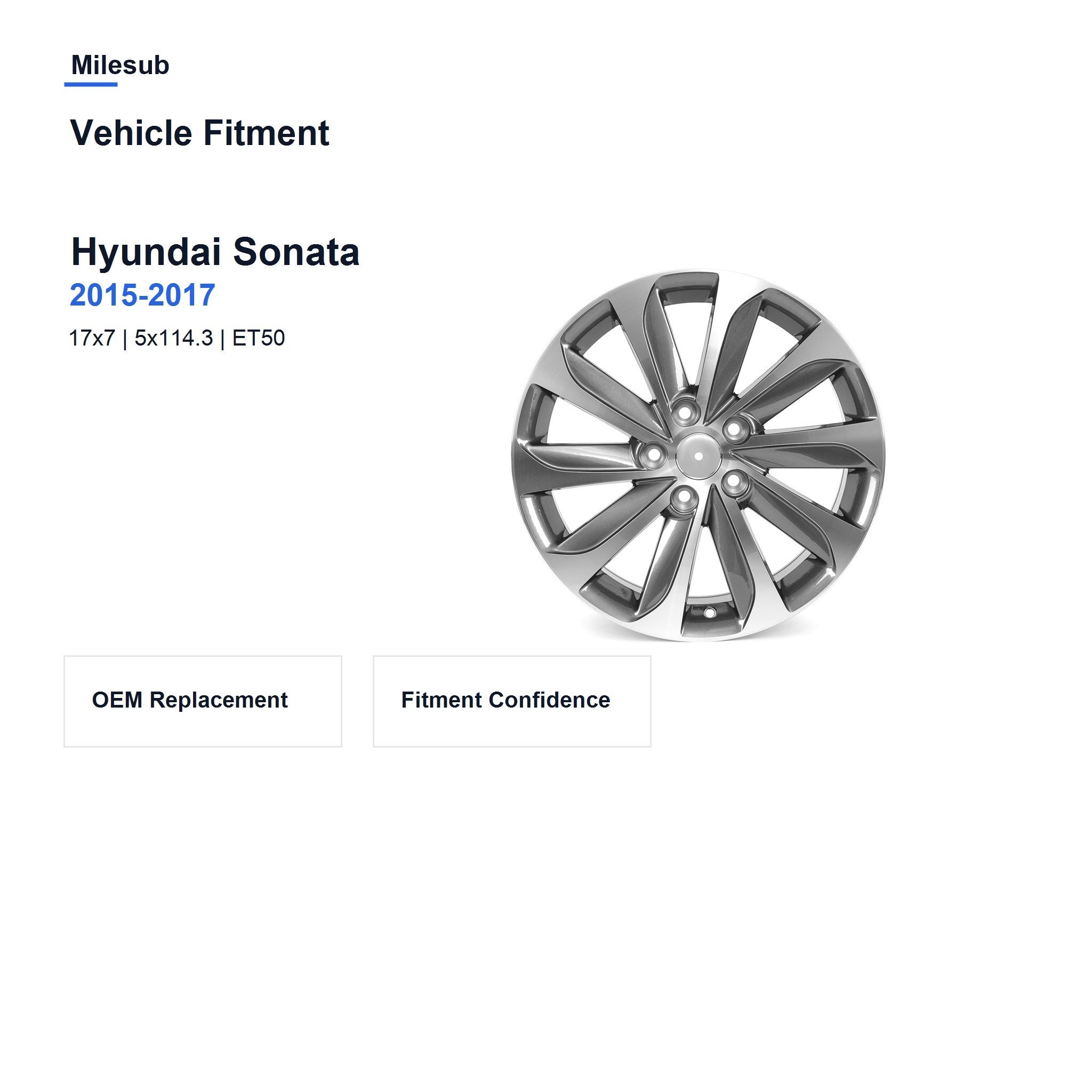 Milesub 17" OEM Style Replacement Wheel for Hyundai Sonata 2015-2017 - Vehicle Fitment