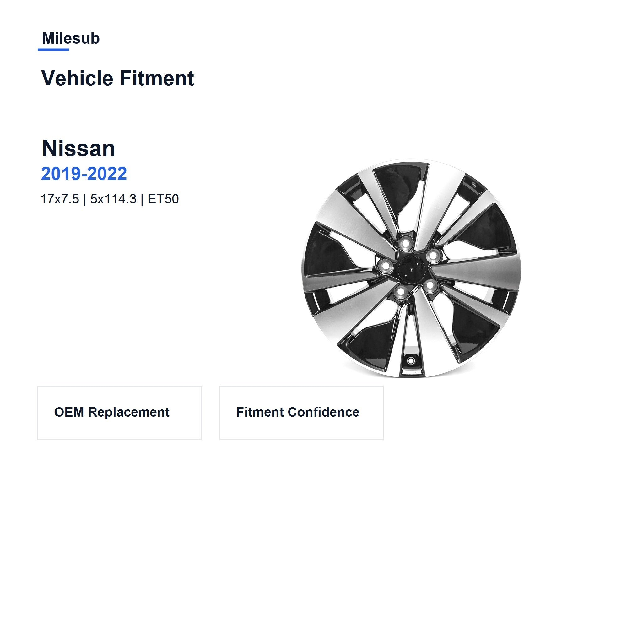 Milesub 17" OEM Style Replacement Wheel for Nissan Altima 2019-2022 - Vehicle Fitment