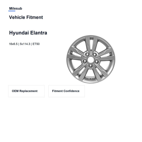 Milesub 16" OEM Style Replacement Wheel for Hyundai Elantra - Vehicle Fitment