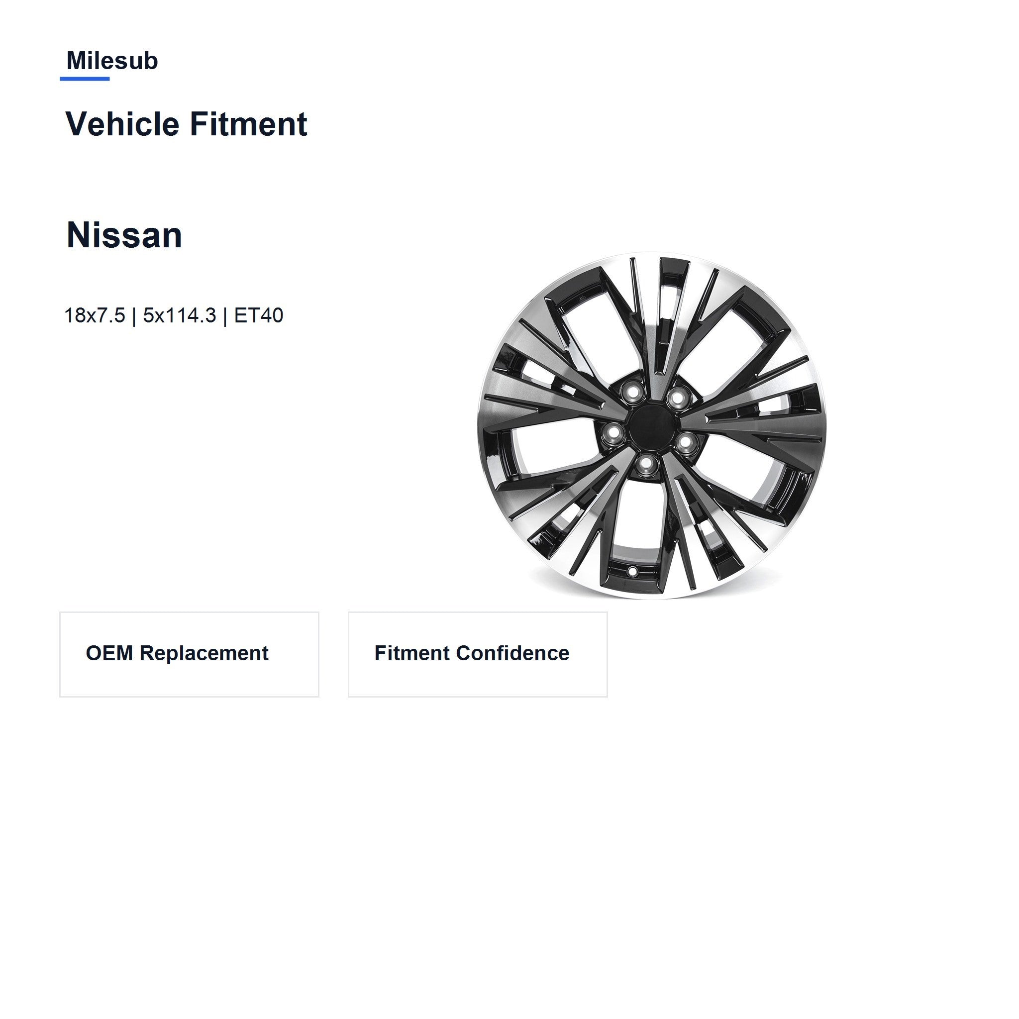 Milesub 18" OEM Style Replacement Wheel for Nissan Rogue 2021 - Vehicle Fitment