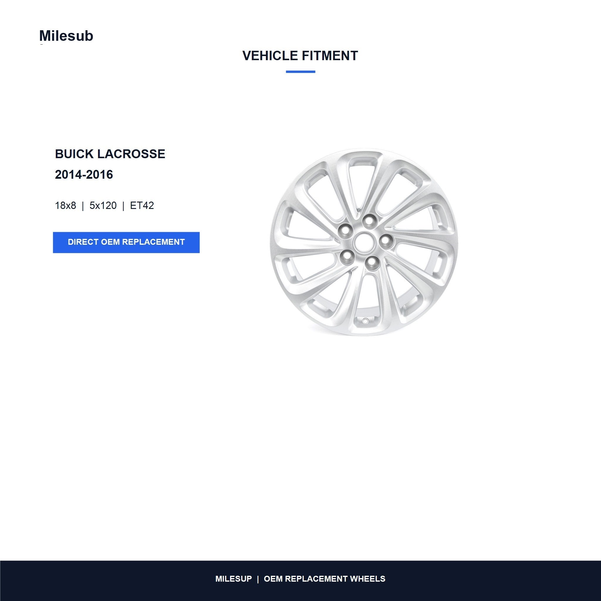 Milesub 18" OEM Style Replacement Wheel for 2014-2016 - Vehicle Fitment