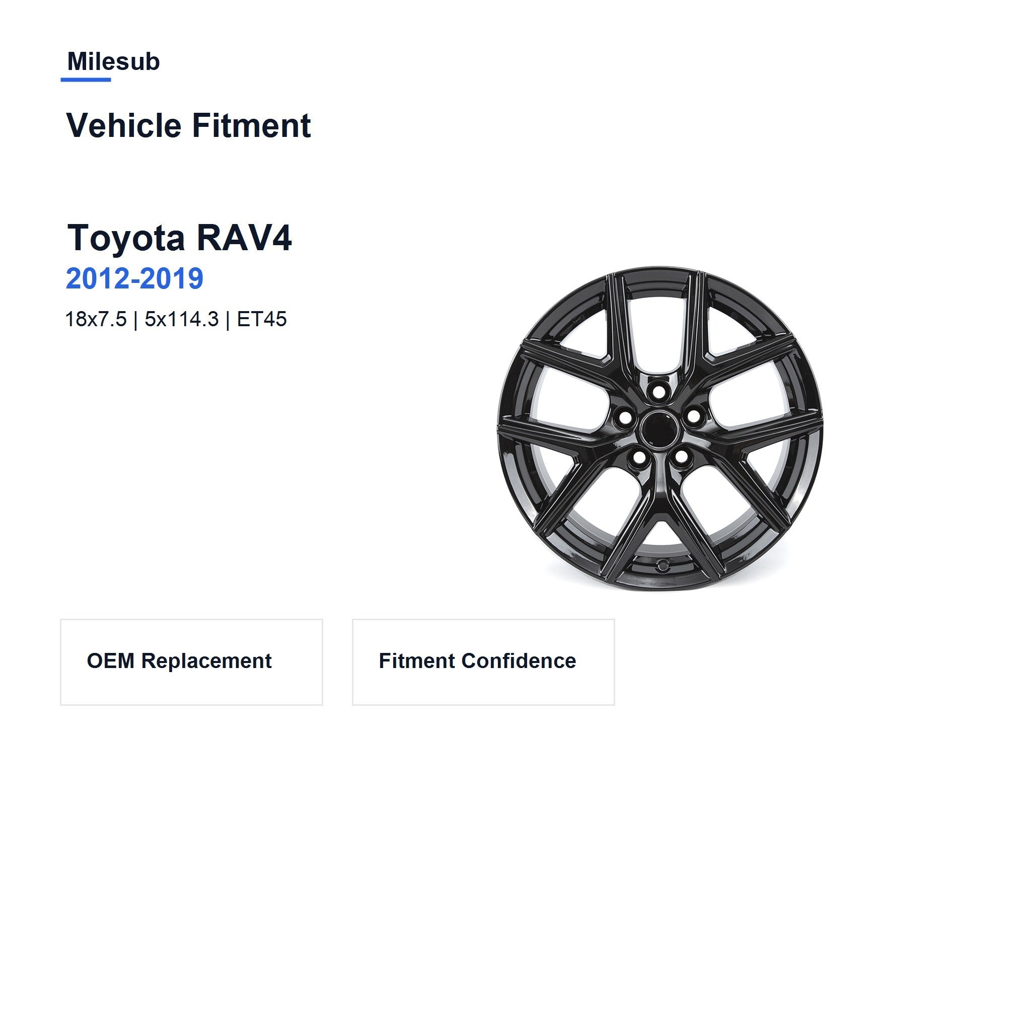 Milesub 18" OEM Style Replacement Wheel for Toyota RAV4 2012-2019 - Vehicle Fitment