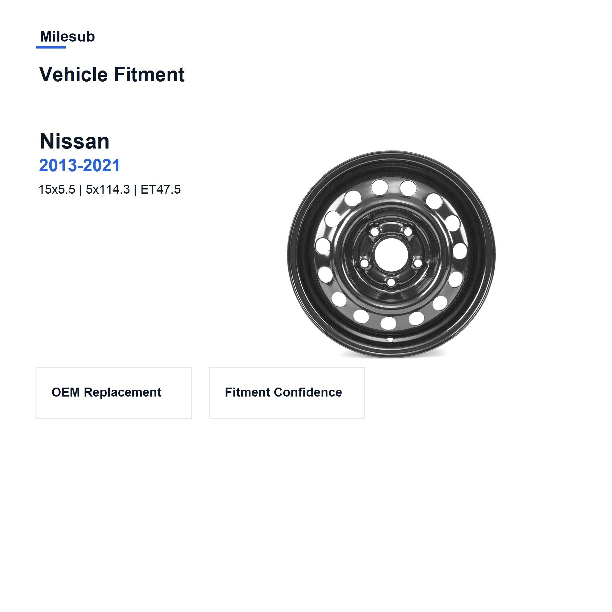 Milesub 15" OEM Style Replacement Wheel for Nissan NV200 2013-2021 - Vehicle Fitment