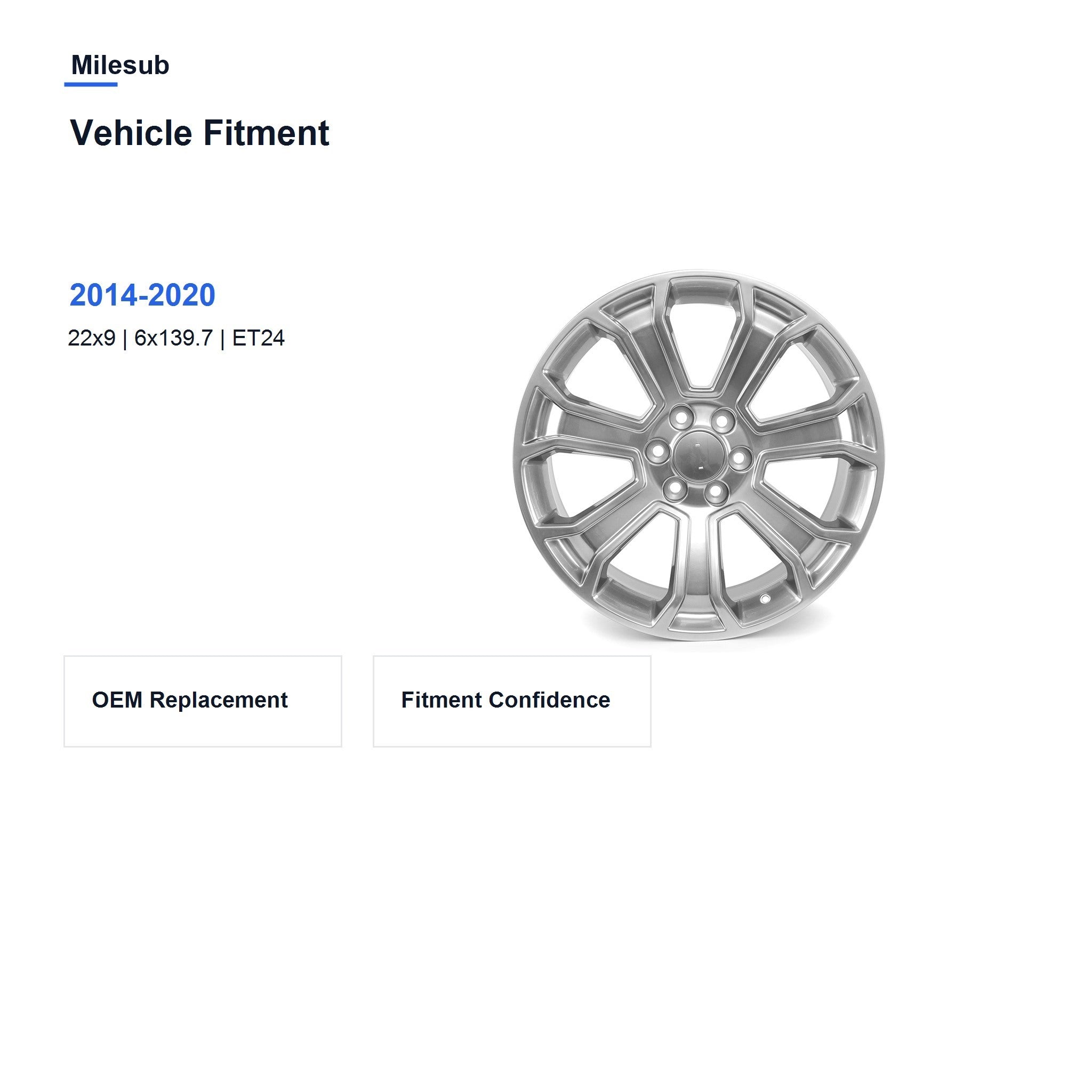 Milesub 22" OEM Style Replacement Wheel 2014-2020 - Vehicle Fitment