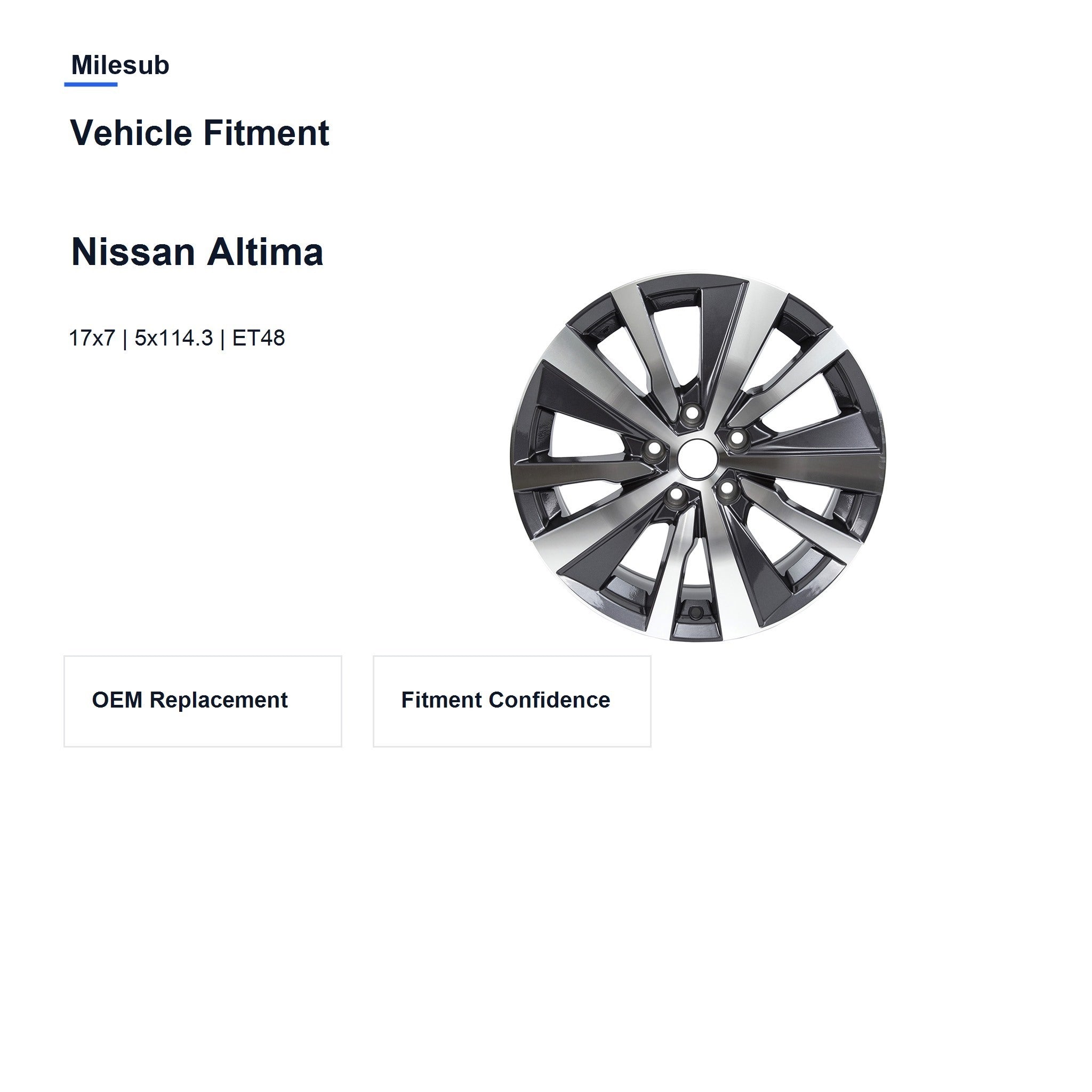Milesub 17" OEM Style Replacement Wheel for Nissan Altima 2016-2018 - Vehicle Fitment