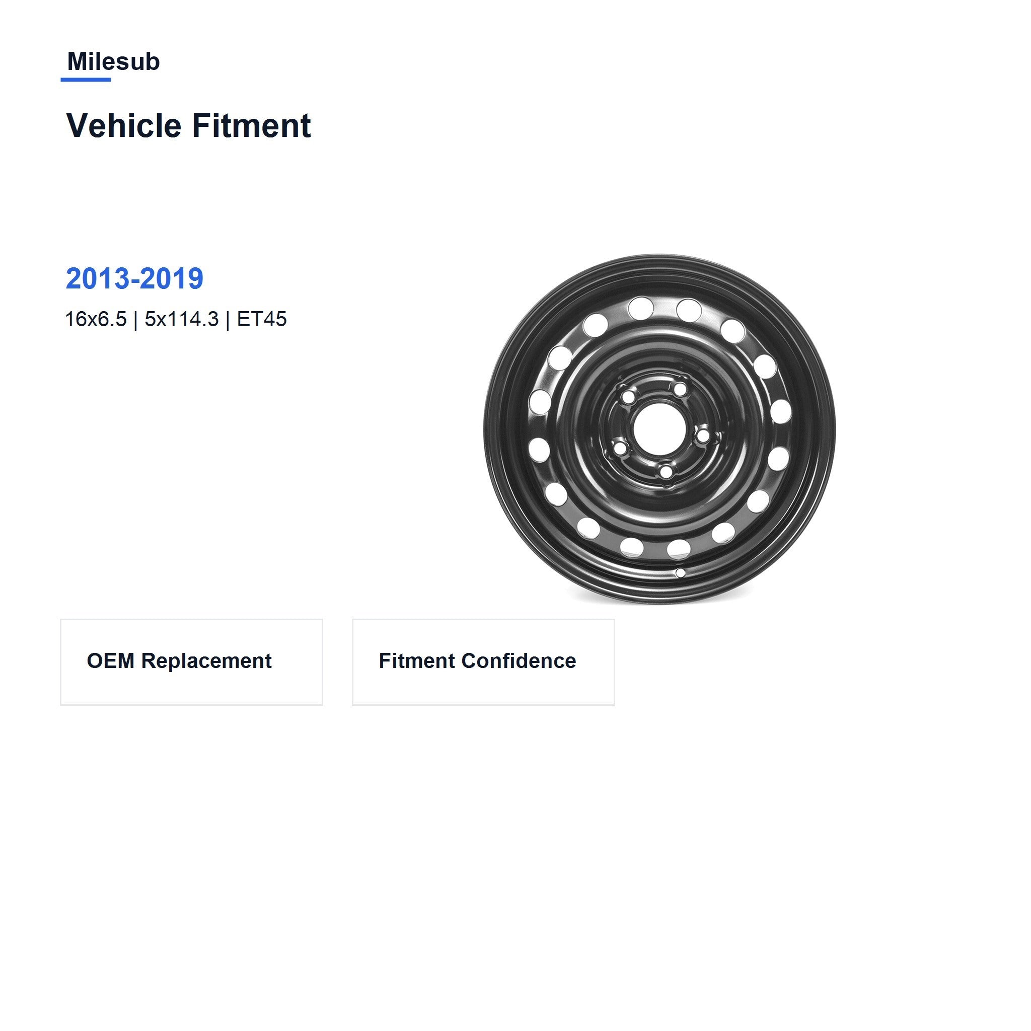 Milesub 16" OEM Style Replacement Wheel for Nissan Sentra 2013-2019 - Vehicle Fitment