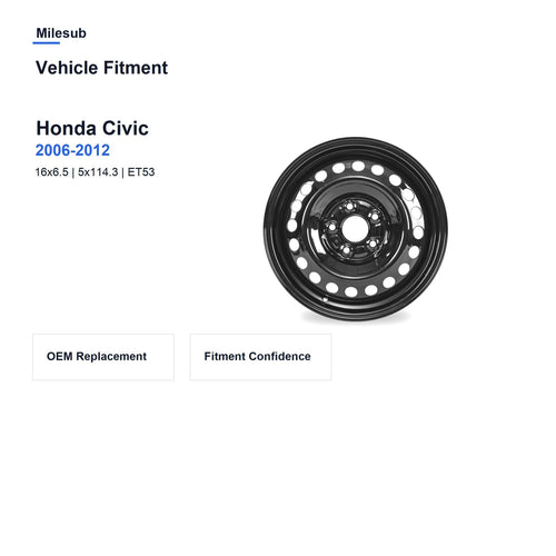 Milesub 16" OEM Style Replacement Wheel for Honda Civic 2006-2012 - Vehicle Fitment