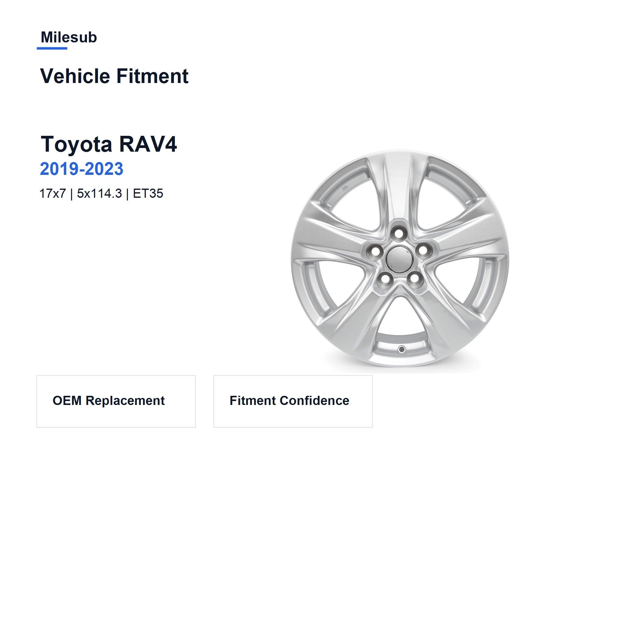 Milesub 17" OEM Style Replacement Wheel for Toyota RAV4 2019-2023 - Vehicle Fitment
