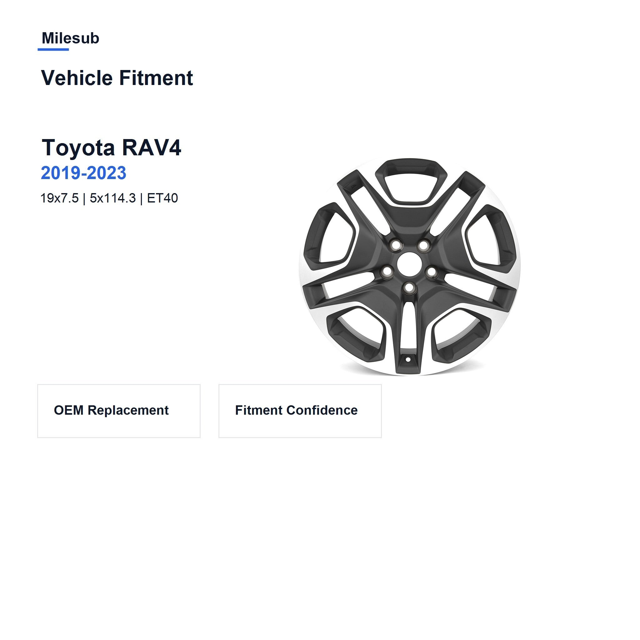 Milesub 19" OEM Style Replacement Wheel for Toyota RAV4 2019-2023 - Vehicle Fitment