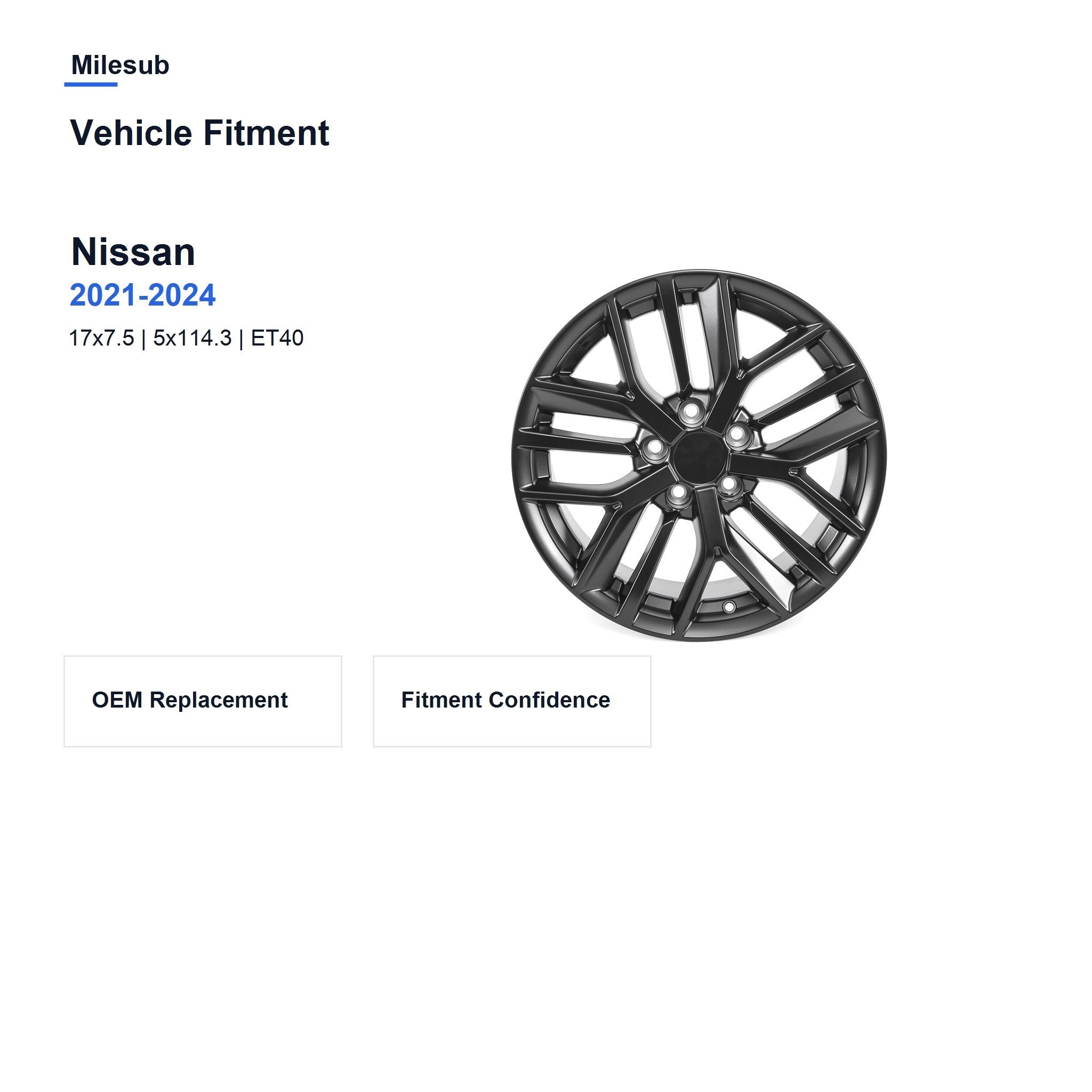 Milesub 17" OEM Style Replacement Wheel for Nissan Rogue 2021-2024 - Vehicle Fitment