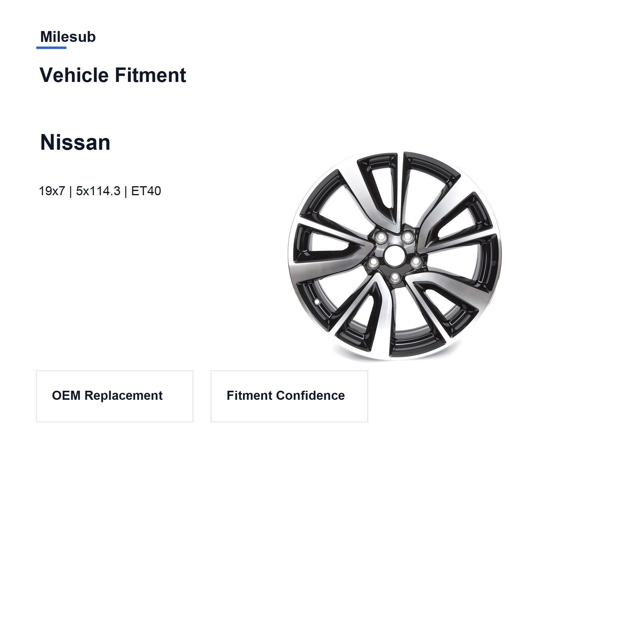 Milesub 19" OEM Style Replacement Wheel for Nissan Rogue Sport 2018-2020 - Vehicle Fitment