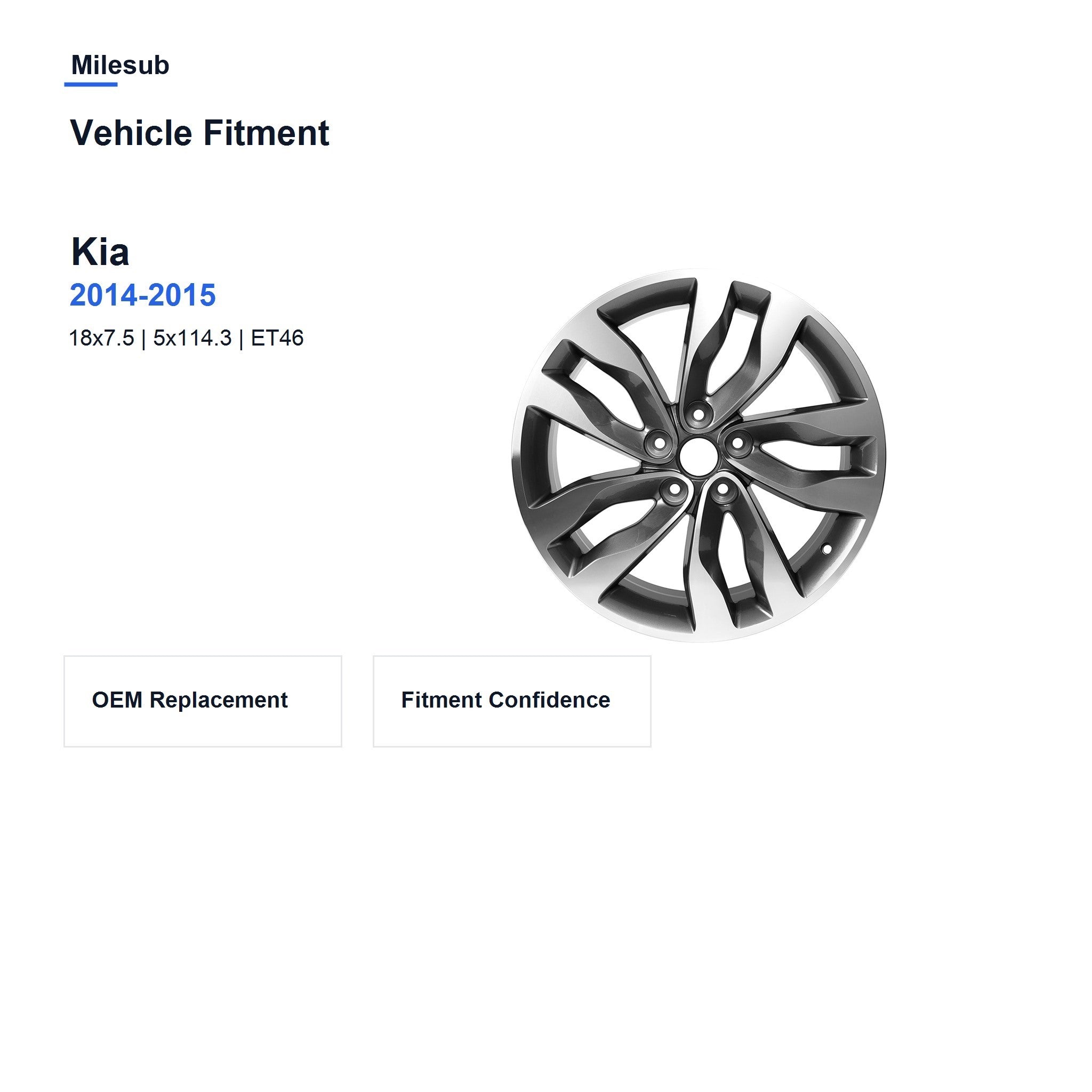 Milesub 18" OEM Style Replacement Wheel for Kia Optima 2014-2015 - Vehicle Fitment