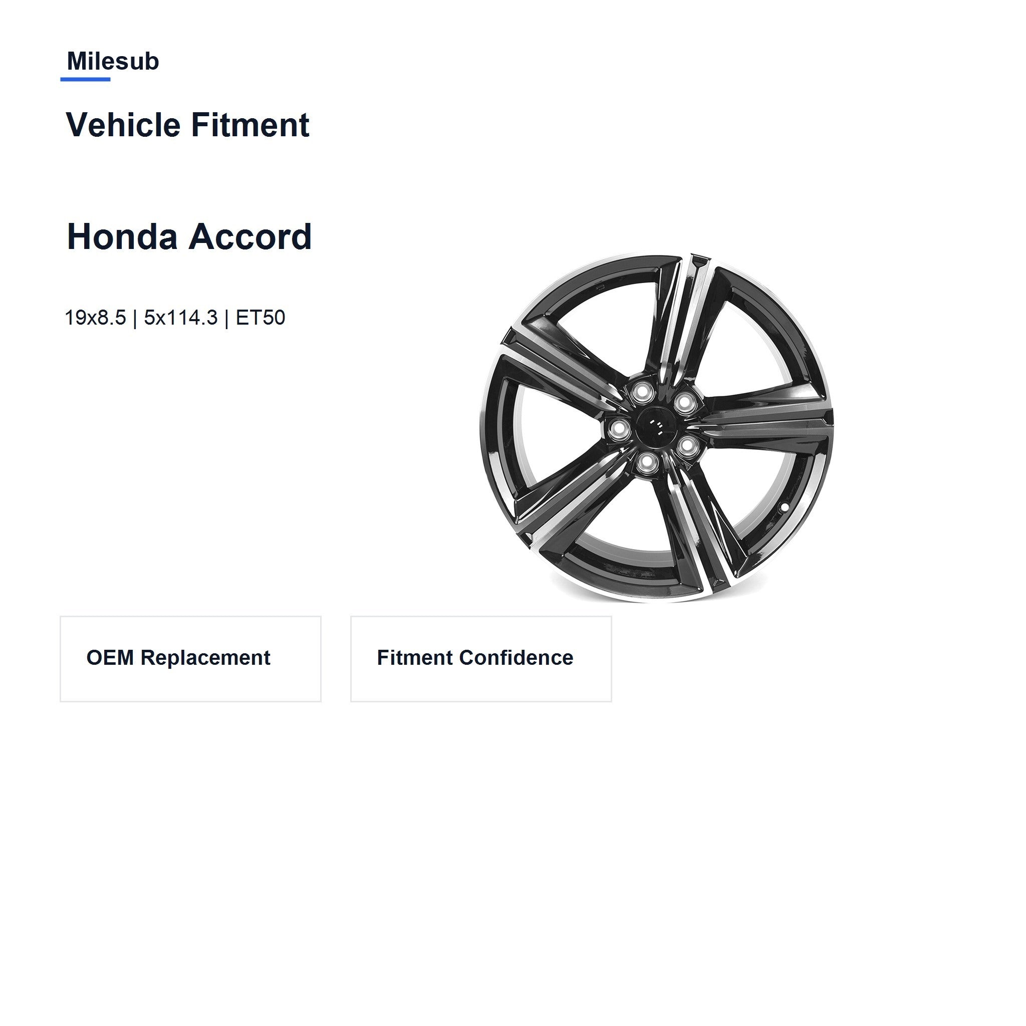 Milesub 19" OEM Style Replacement Wheel for Honda Accord 2023-2024 - Vehicle Fitment
