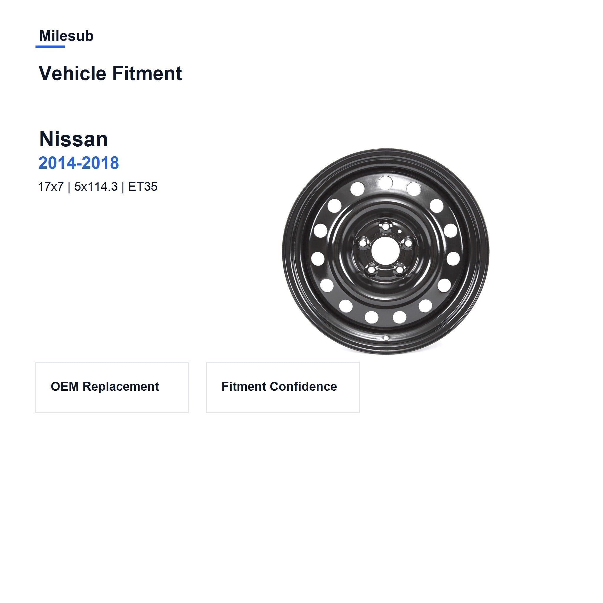 Milesub 17" OEM Style Replacement Wheel for Nissan Rogue 2014-2018 - Vehicle Fitment