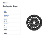 Milesub 15" OEM Style Replacement Wheel for Hyundai Elantra 2017-2020 - Engineering Specs