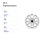 Milesub 16" OEM Style Replacement Wheel for Volkswagen Jetta 2010-2018 - Engineering Specs