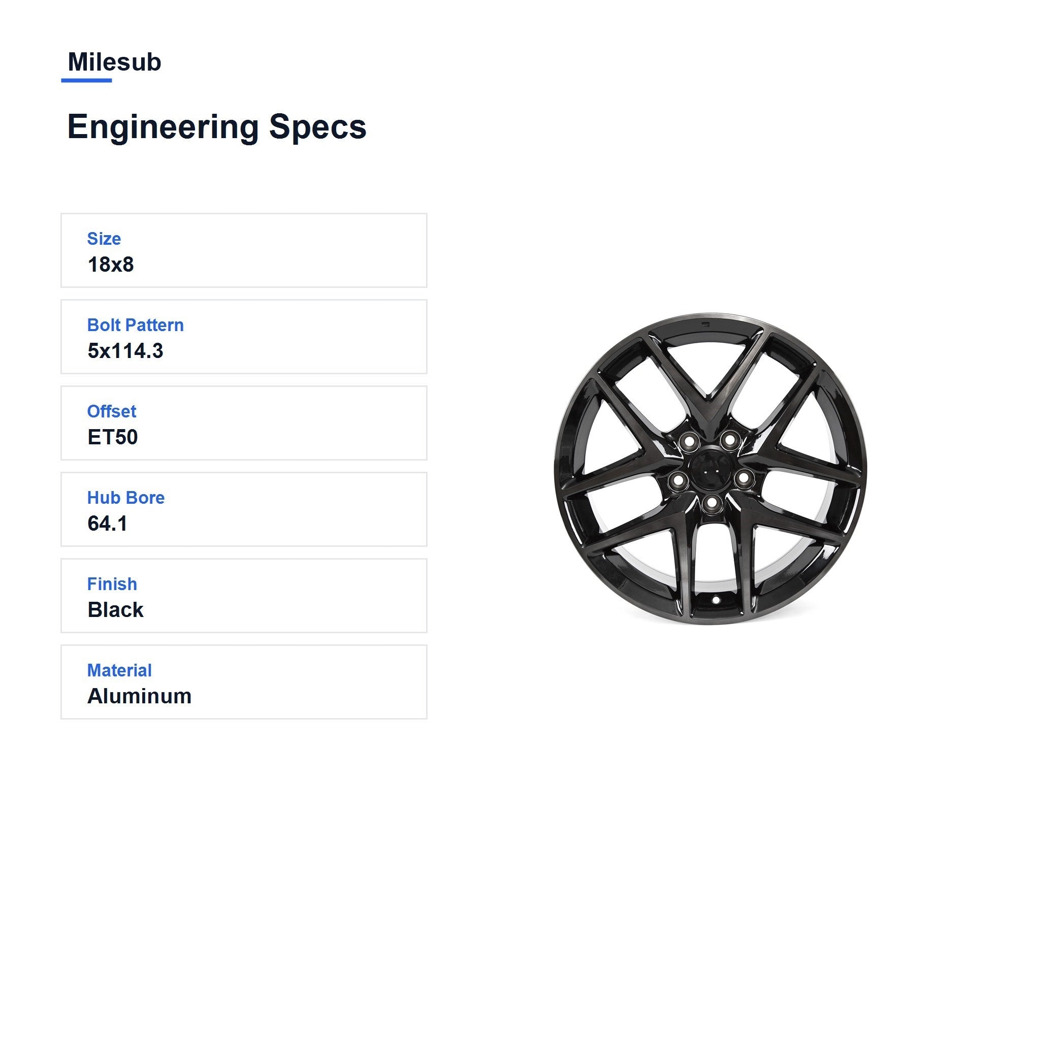 Milesub 18" OEM Style Replacement Wheel for Honda Civic 2022-2025 - Engineering Specs