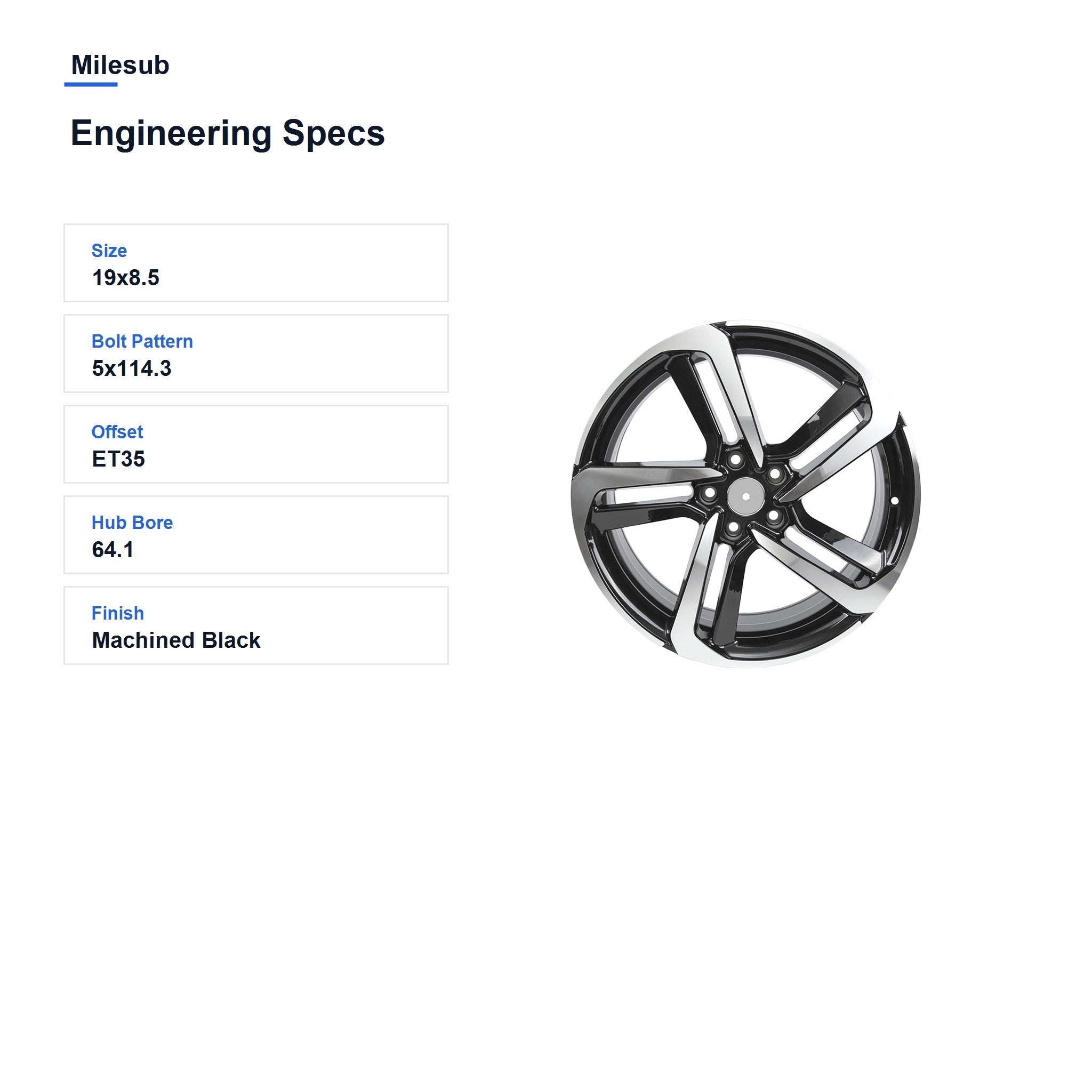 Milesub 19" OEM Style Replacement Wheel for Honda Accord - Engineering Specs