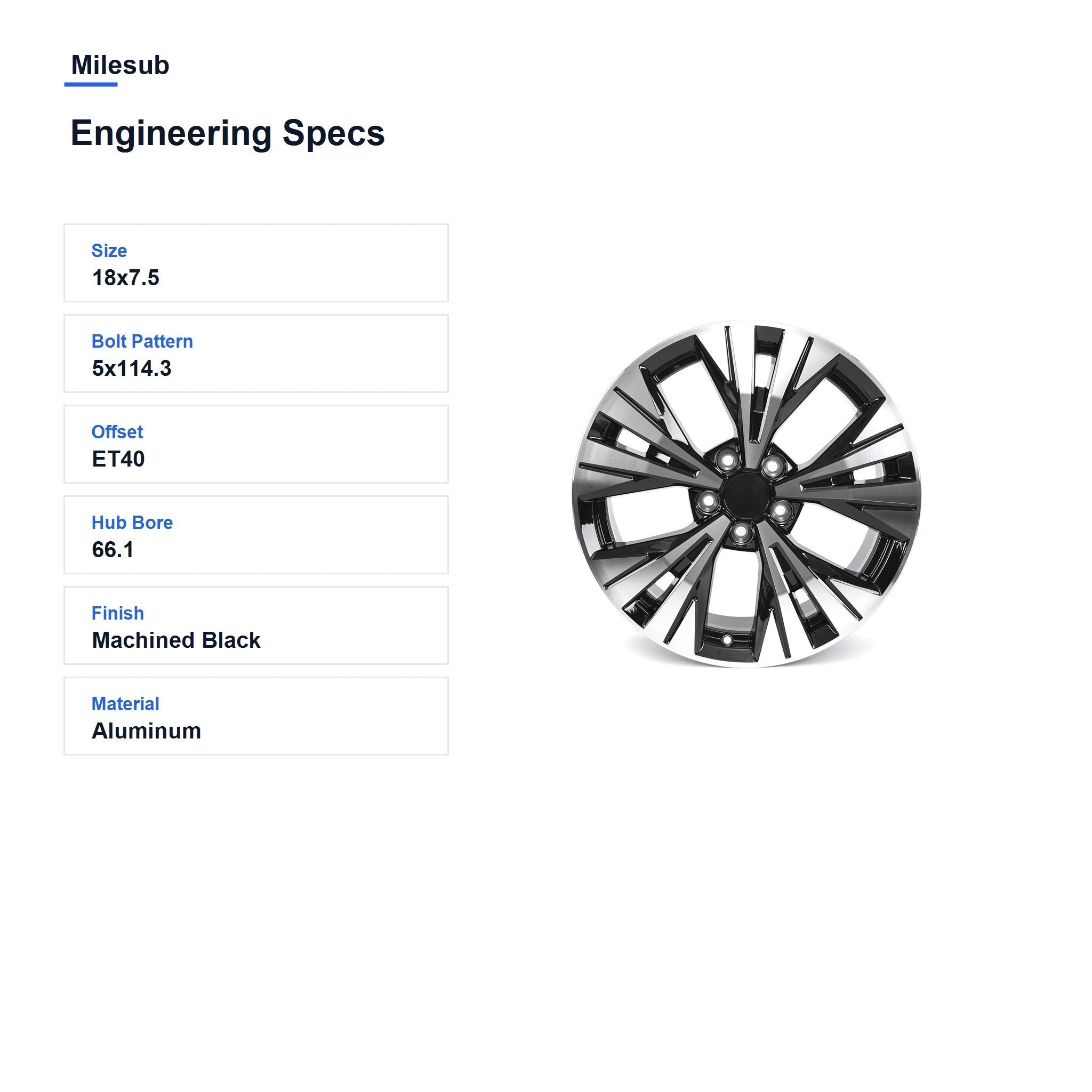 Milesub 18" OEM Style Replacement Wheel for Nissan Rogue 2021 - Engineering Specs