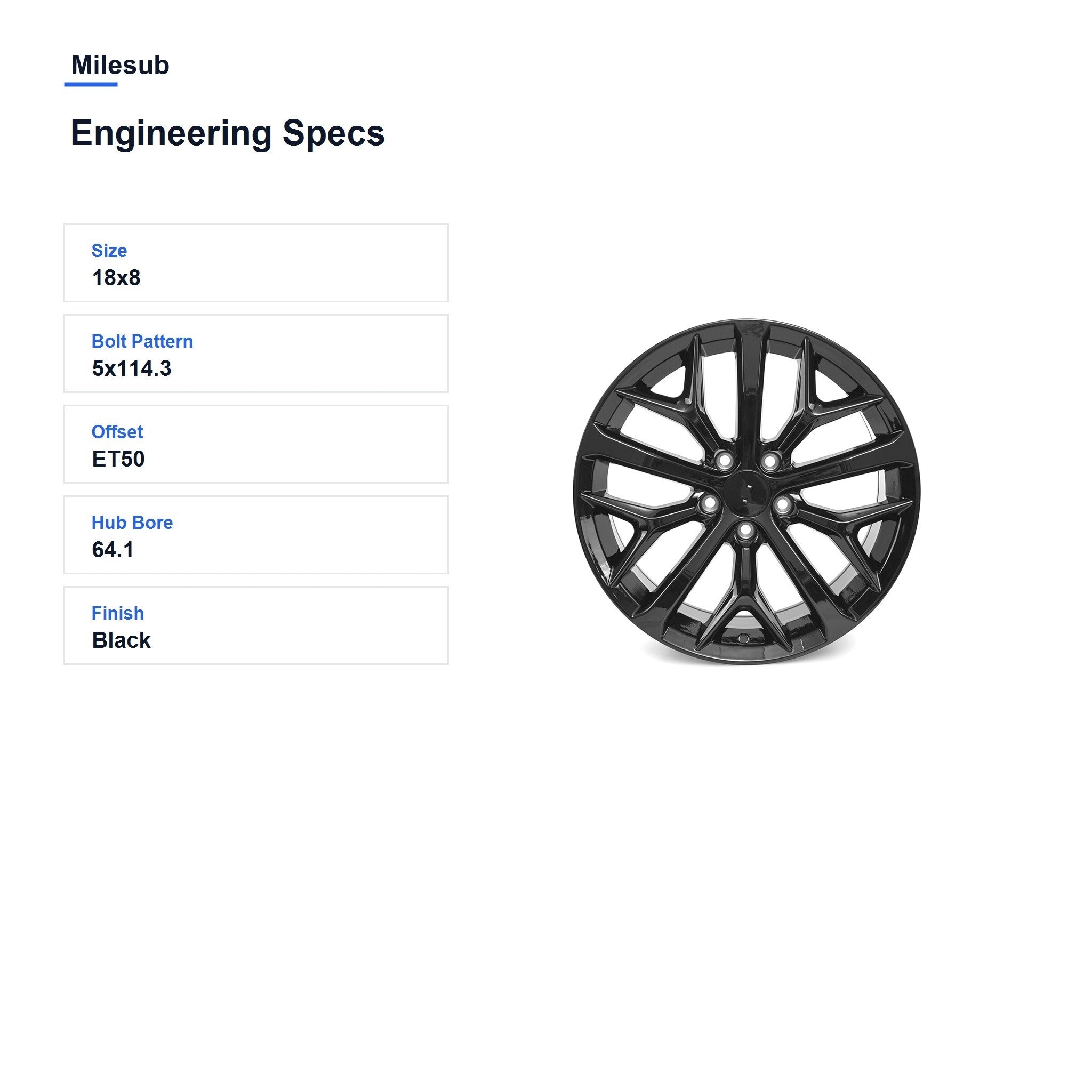 Milesub 18" OEM Style Replacement Wheel for Honda Civic 2020-2023 - Engineering Specs