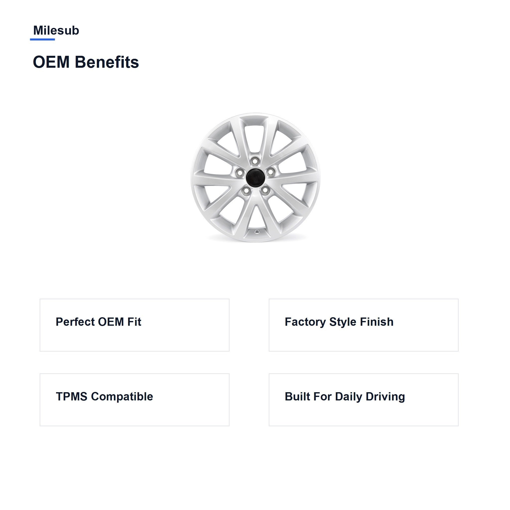Milesub 16" OEM Style Replacement Wheel for Volkswagen Jetta 2010-2018 - OEM Benefits
