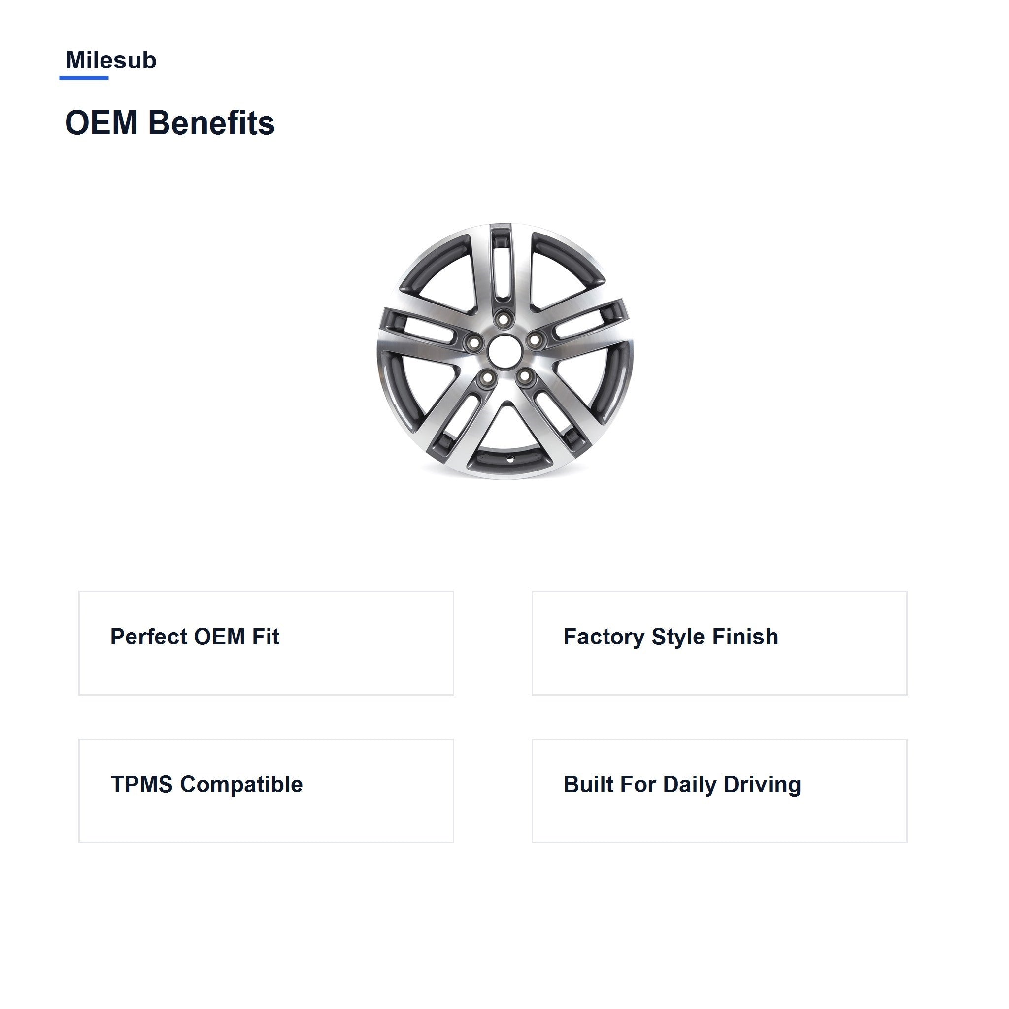 Milesub 16" OEM Style Replacement Wheel for Volkswagen Jetta 2009-2018 - OEM Benefits