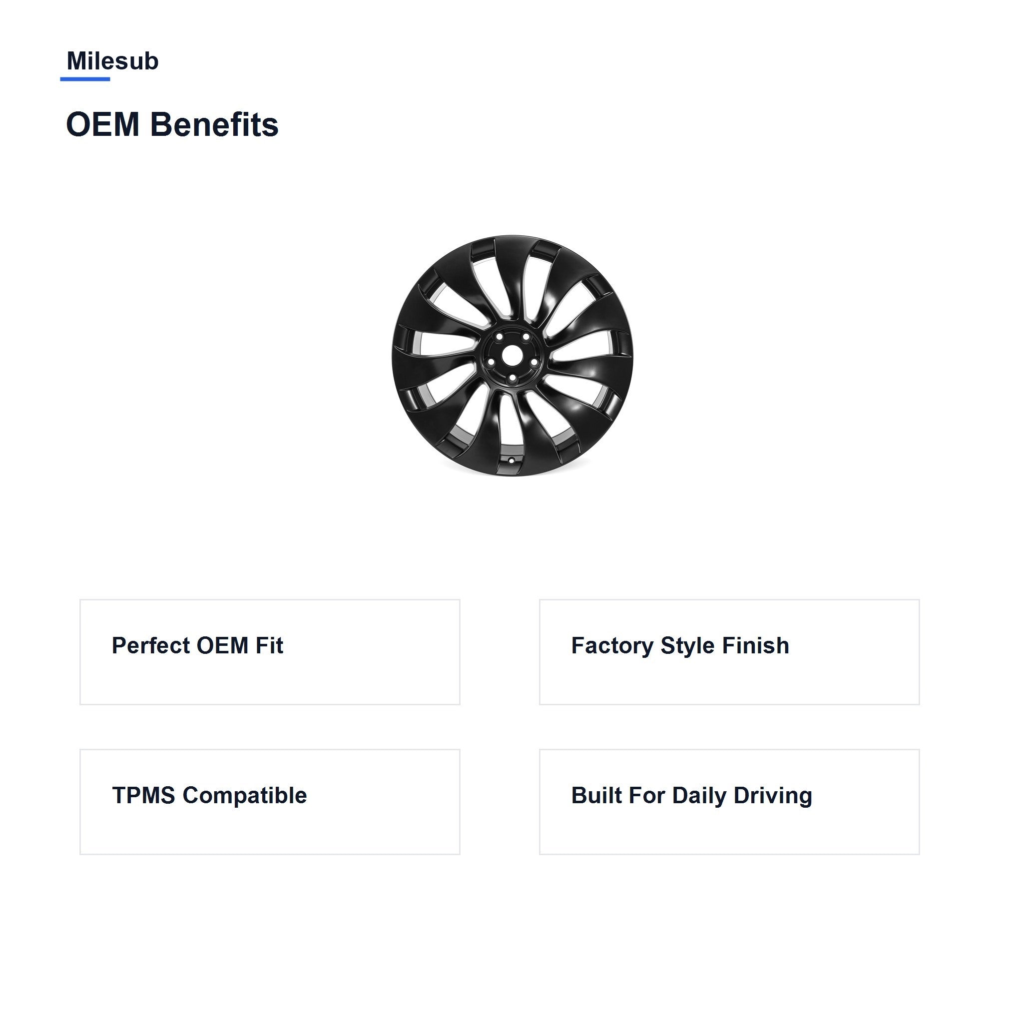Milesub 21" OEM Style Replacement Wheel for Tesla Model Y 2020-2024 - OEM Benefits
