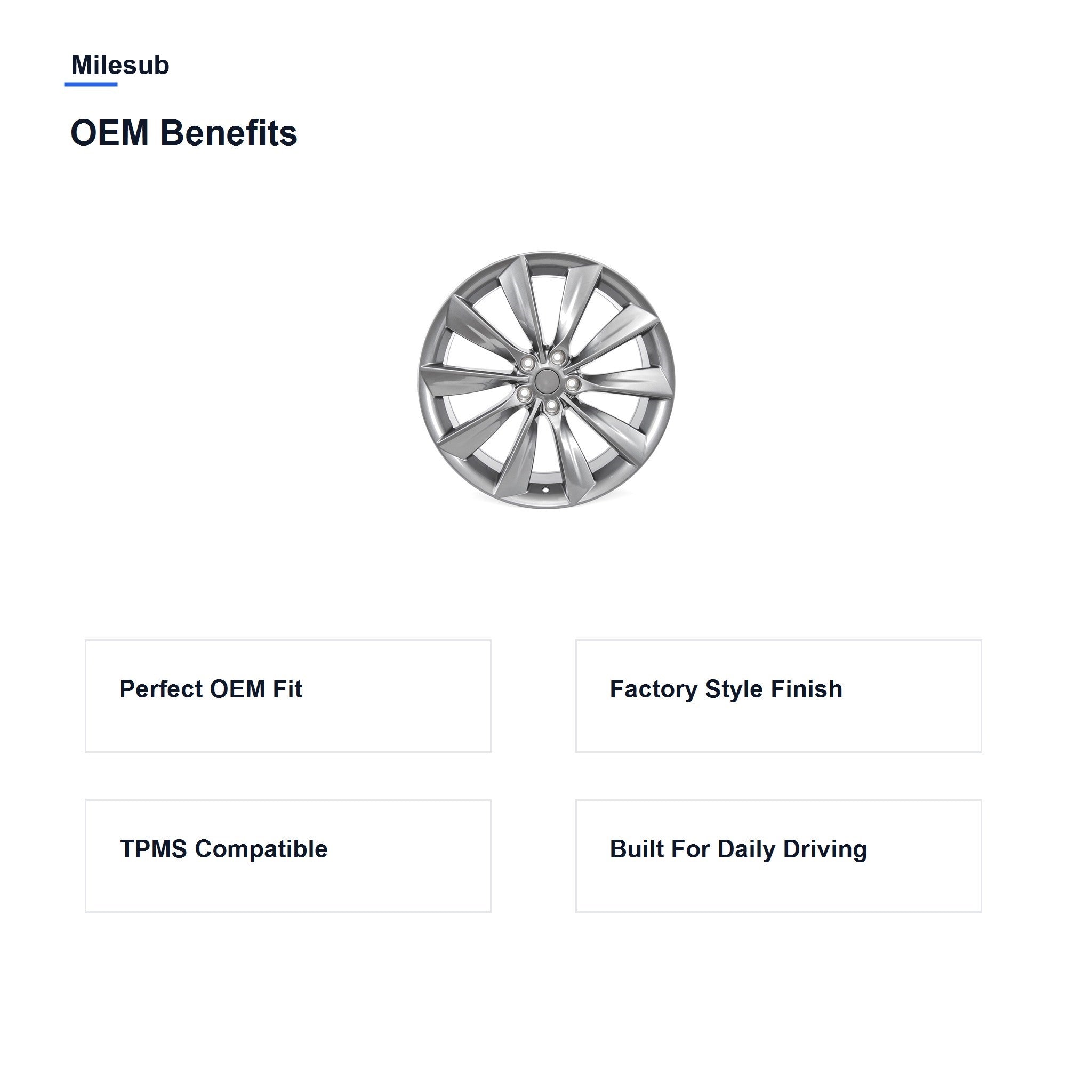 Milesub 21" OEM Style Replacement Wheel for Tesla Model Y 2017-2023 - OEM Benefits