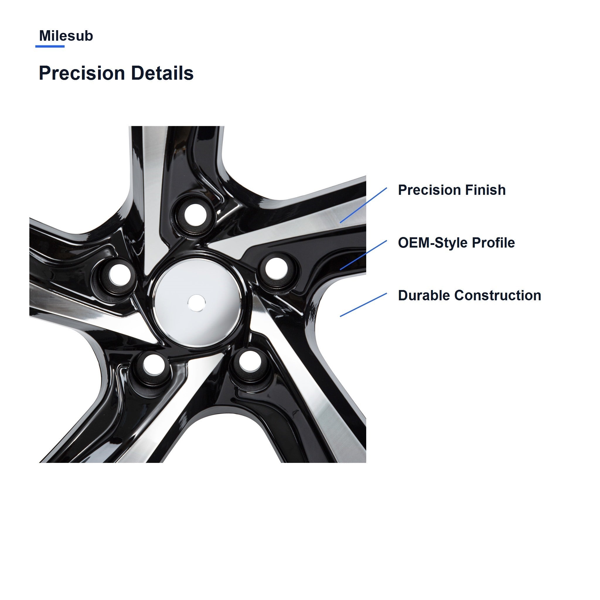 Milesub 19" OEM Style Replacement Wheel for Honda 鍒€閿?- - Precision Details