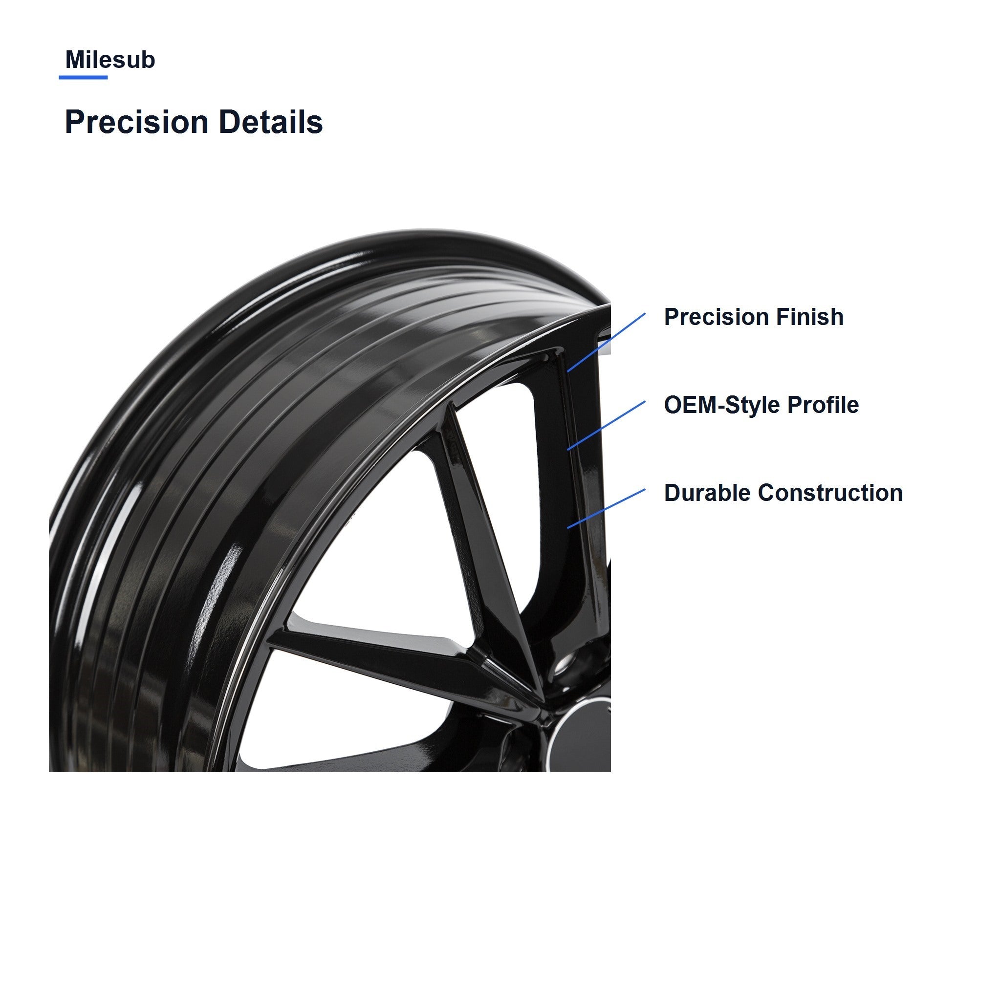 Milesub 19" OEM Style Replacement Wheel for Toyota Camry 2021-2024 - Precision Details