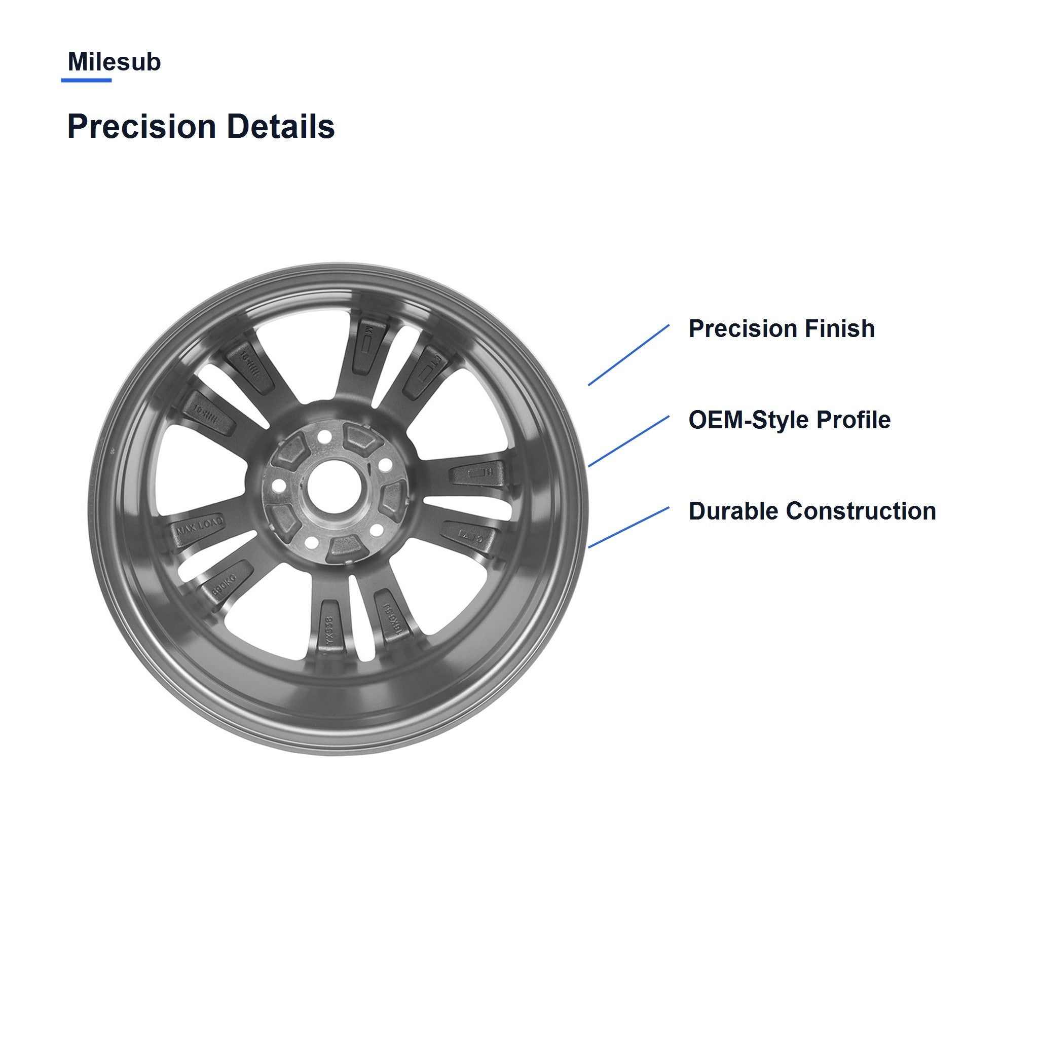 Milesub 16" OEM Style Replacement Wheel for Hyundai Elantra - Precision Details