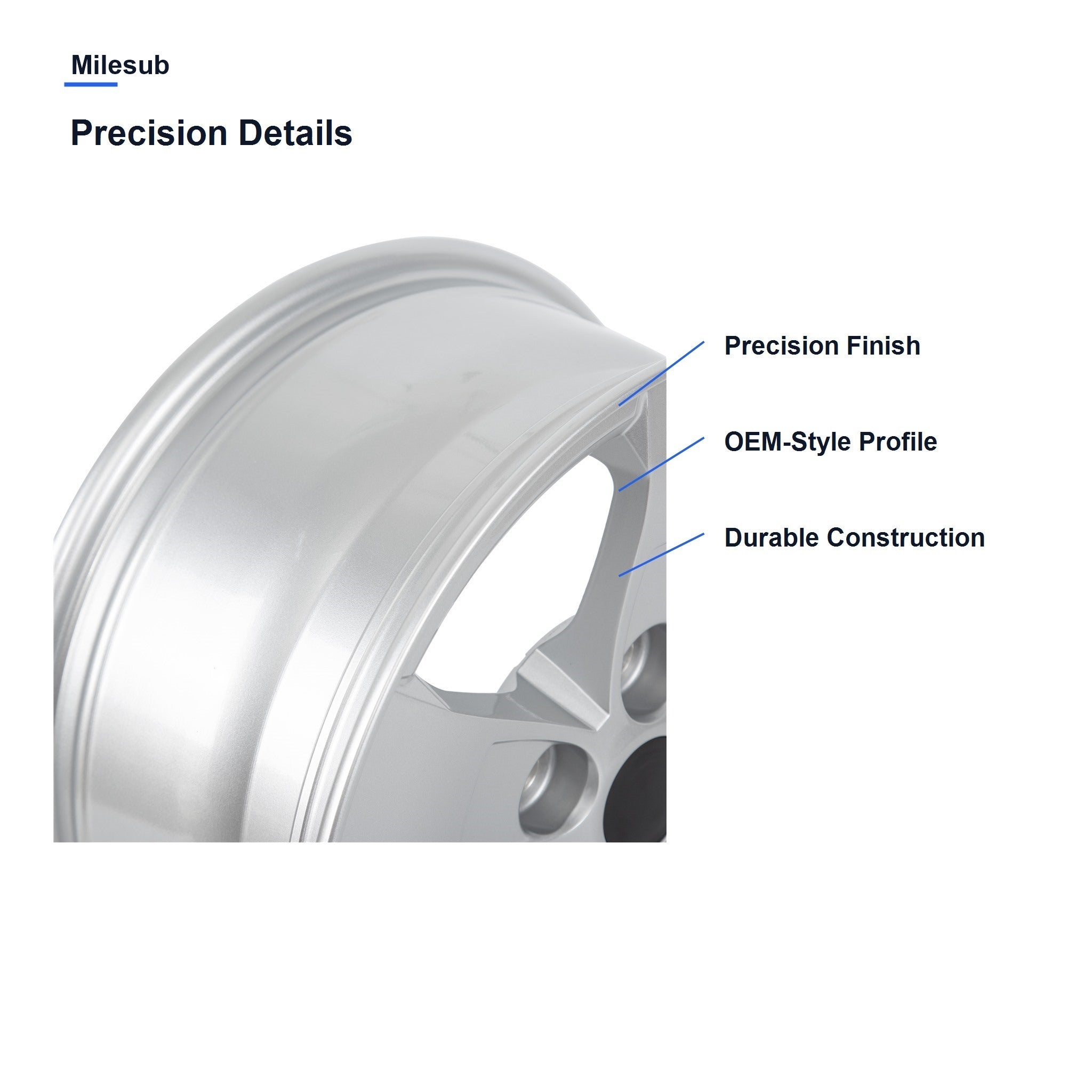 Milesub 16" OEM Style Replacement Wheel for 闆經鍏?Malibu 2013-2016 - Precision Details