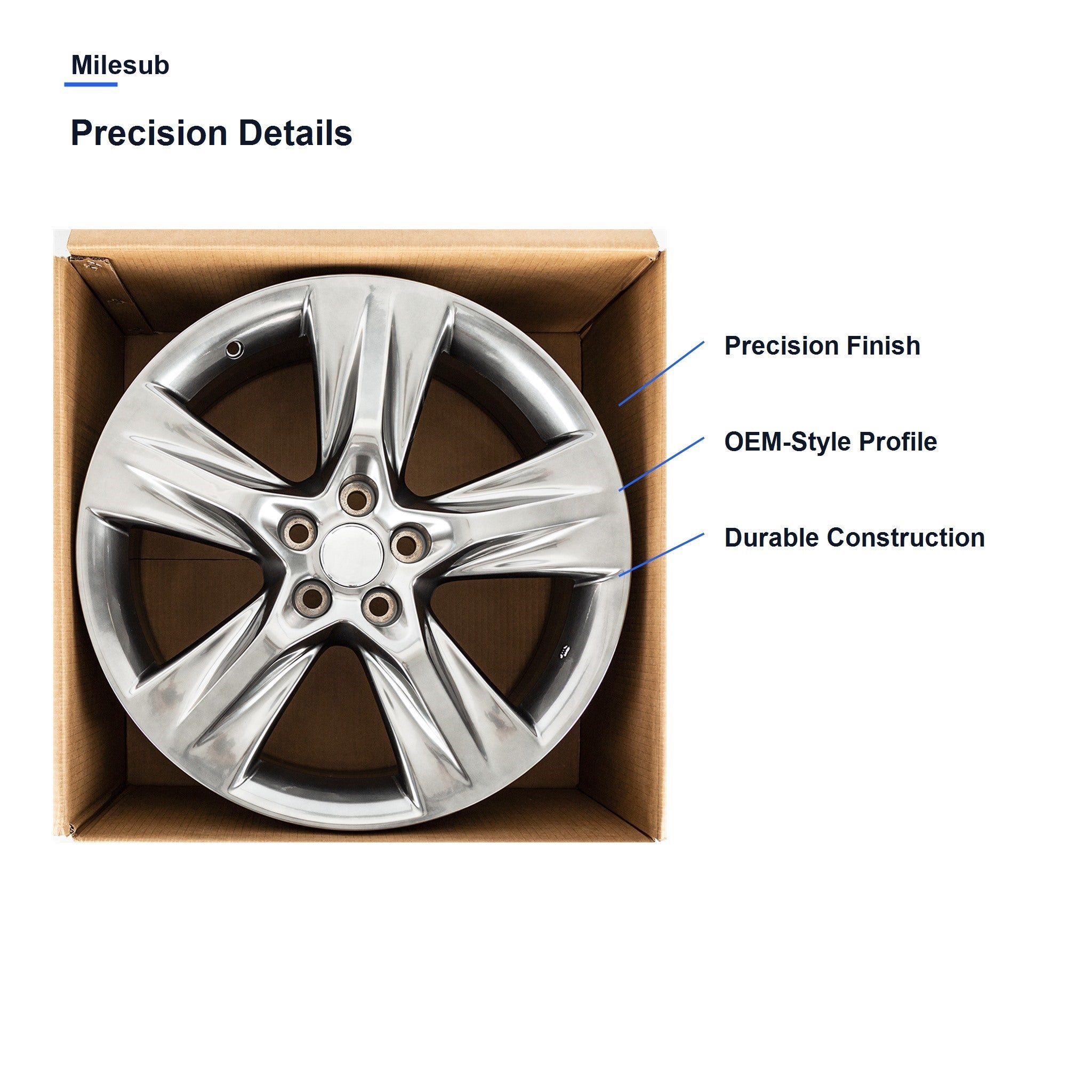 Milesub 19" OEM Style Replacement Wheel for Toyota Highlander 2014-2019 - Precision Details
